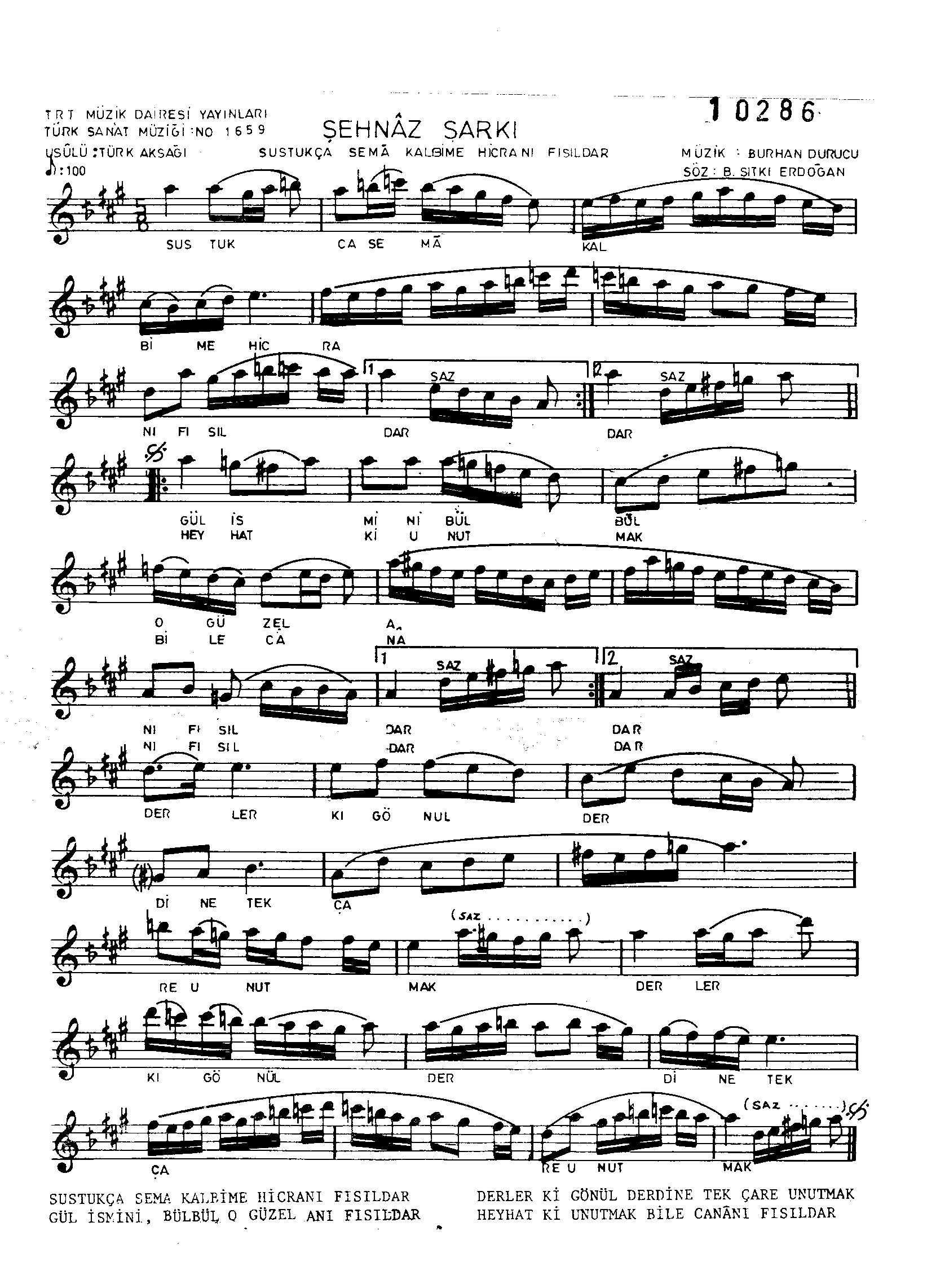 Şehnâz - Şarkı - Burhan Durucu - Sayfa 1