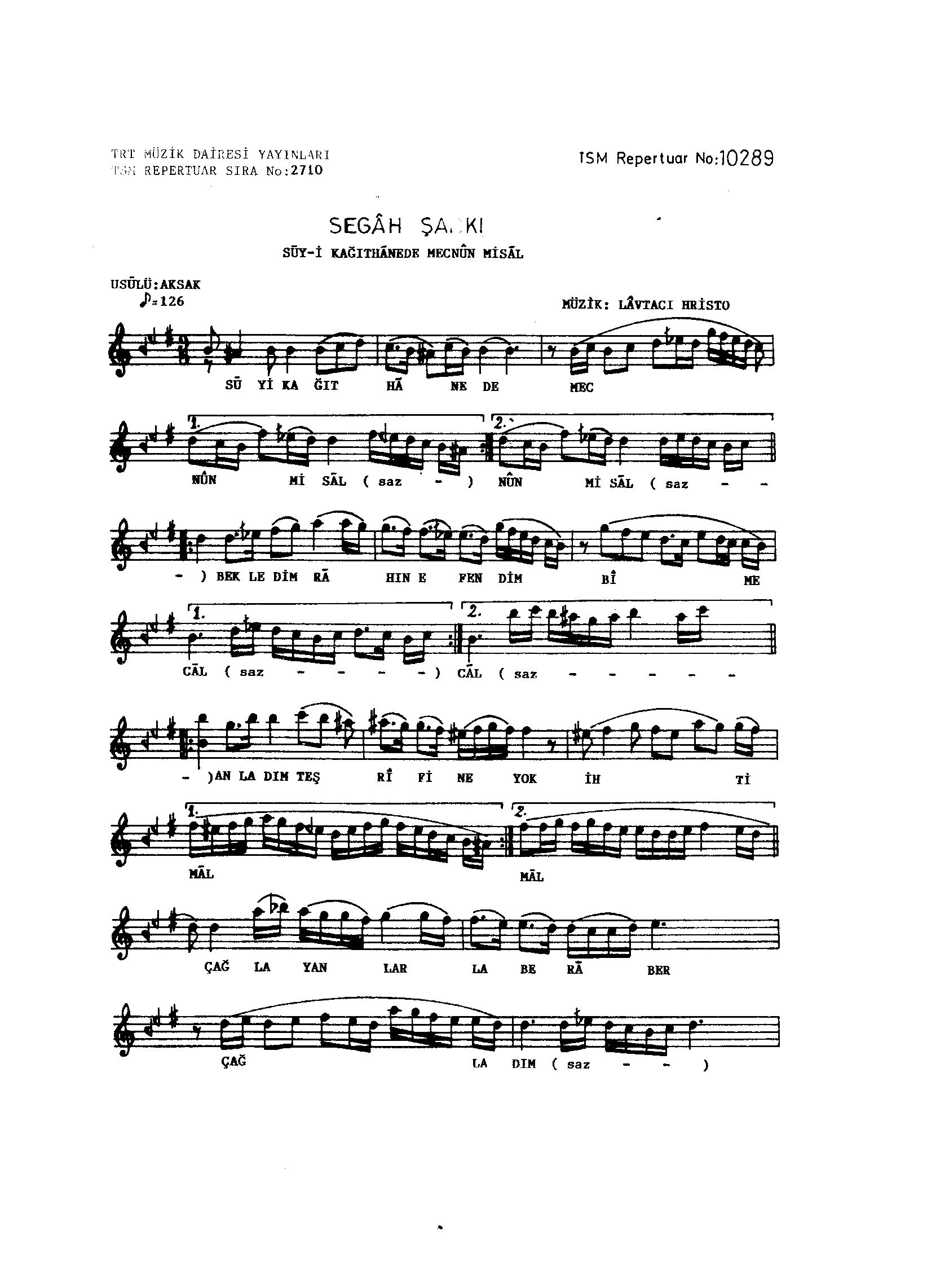 Segâh - Şarkı - Lavtacı Hristo - Sayfa 1