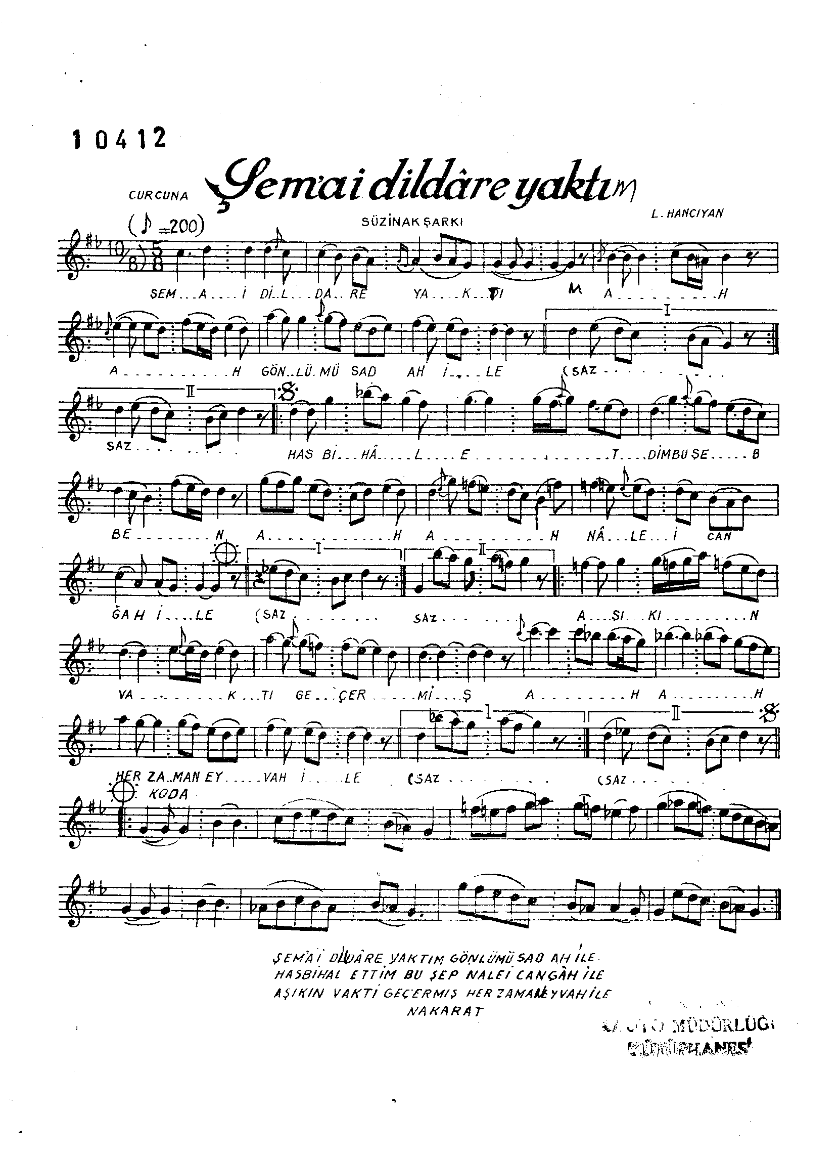 Sûz-Nâk - Şarkı - Leon Hancıyan - Sayfa 1