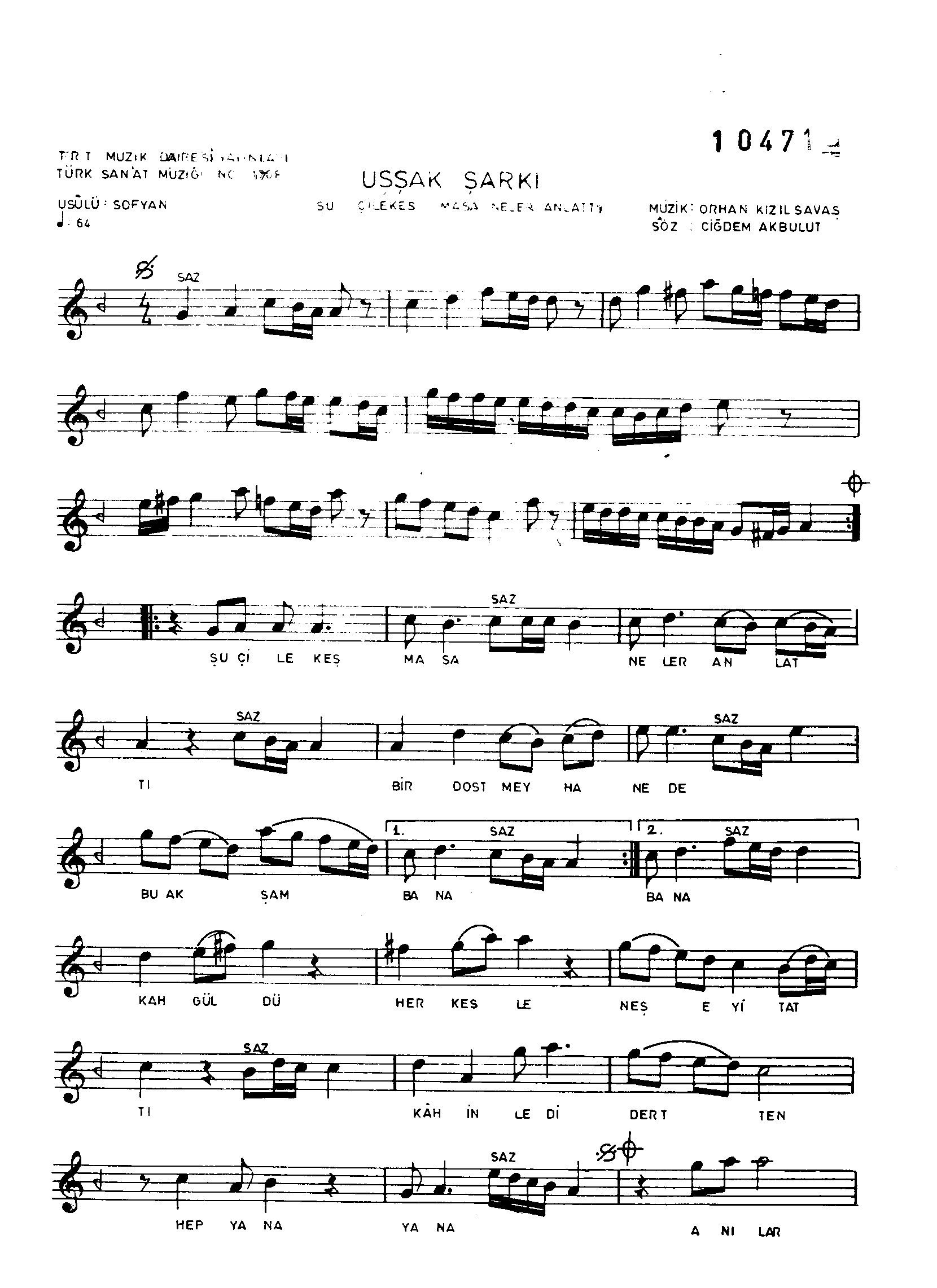 Uşşak - Şarkı - Orhan Kızılsavaş - Sayfa 1