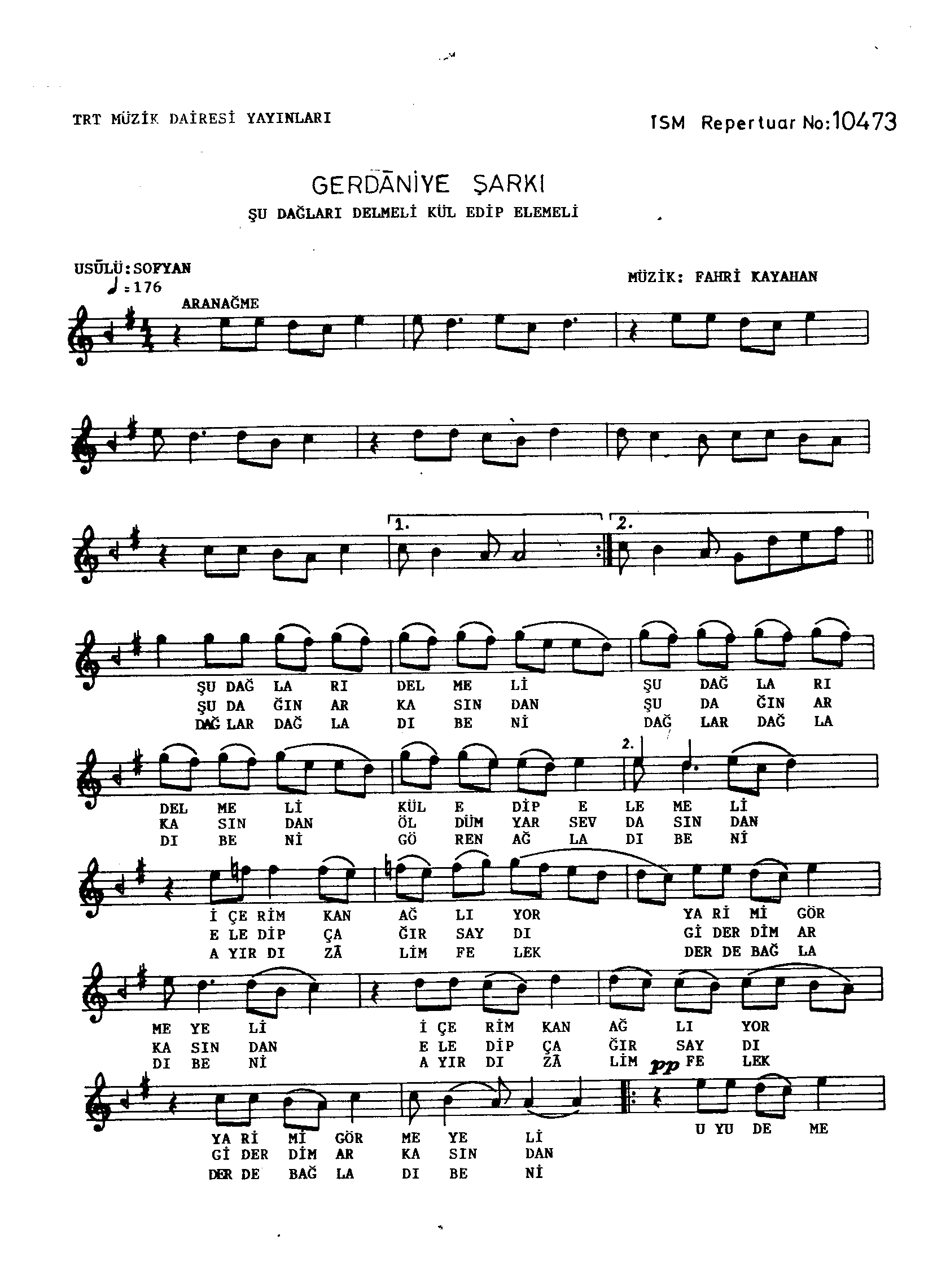 Gerdâniye - Türkü - (Fahri Kayahan'dan ) - Sayfa 1