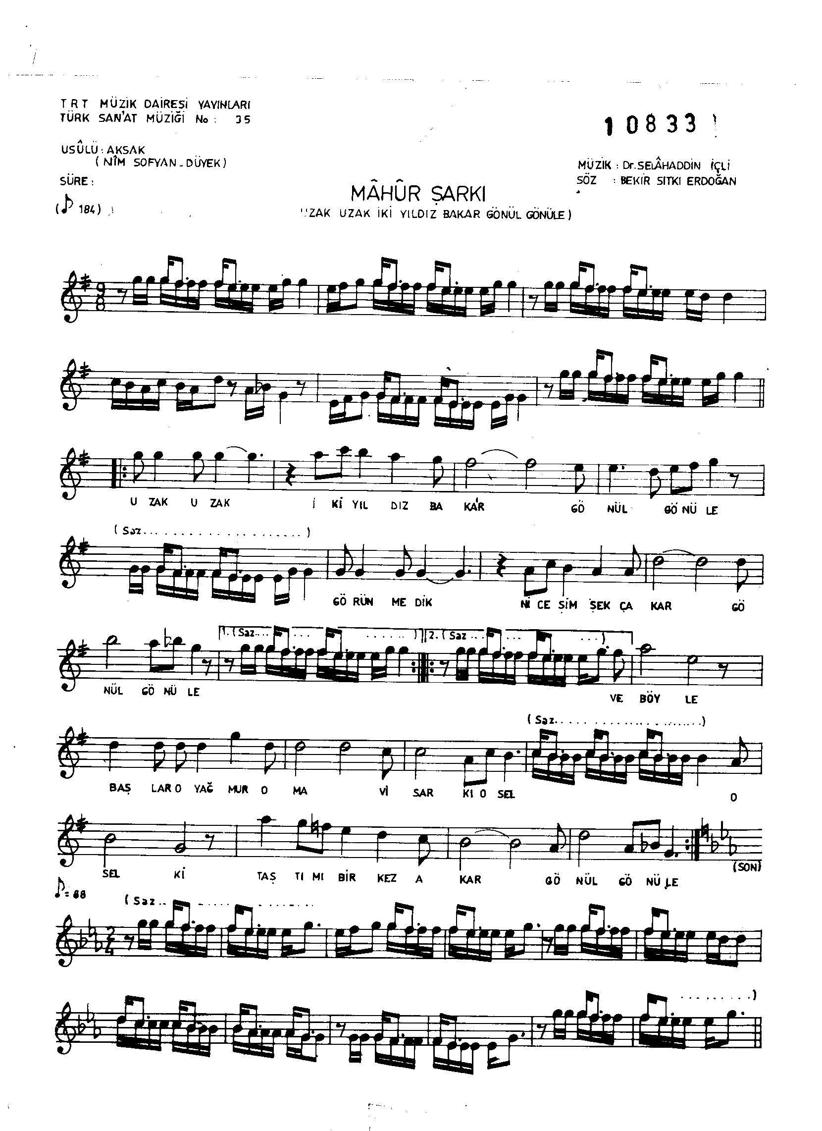Mâhûr - Şarkı - Selâhattin İçli - Sayfa 1