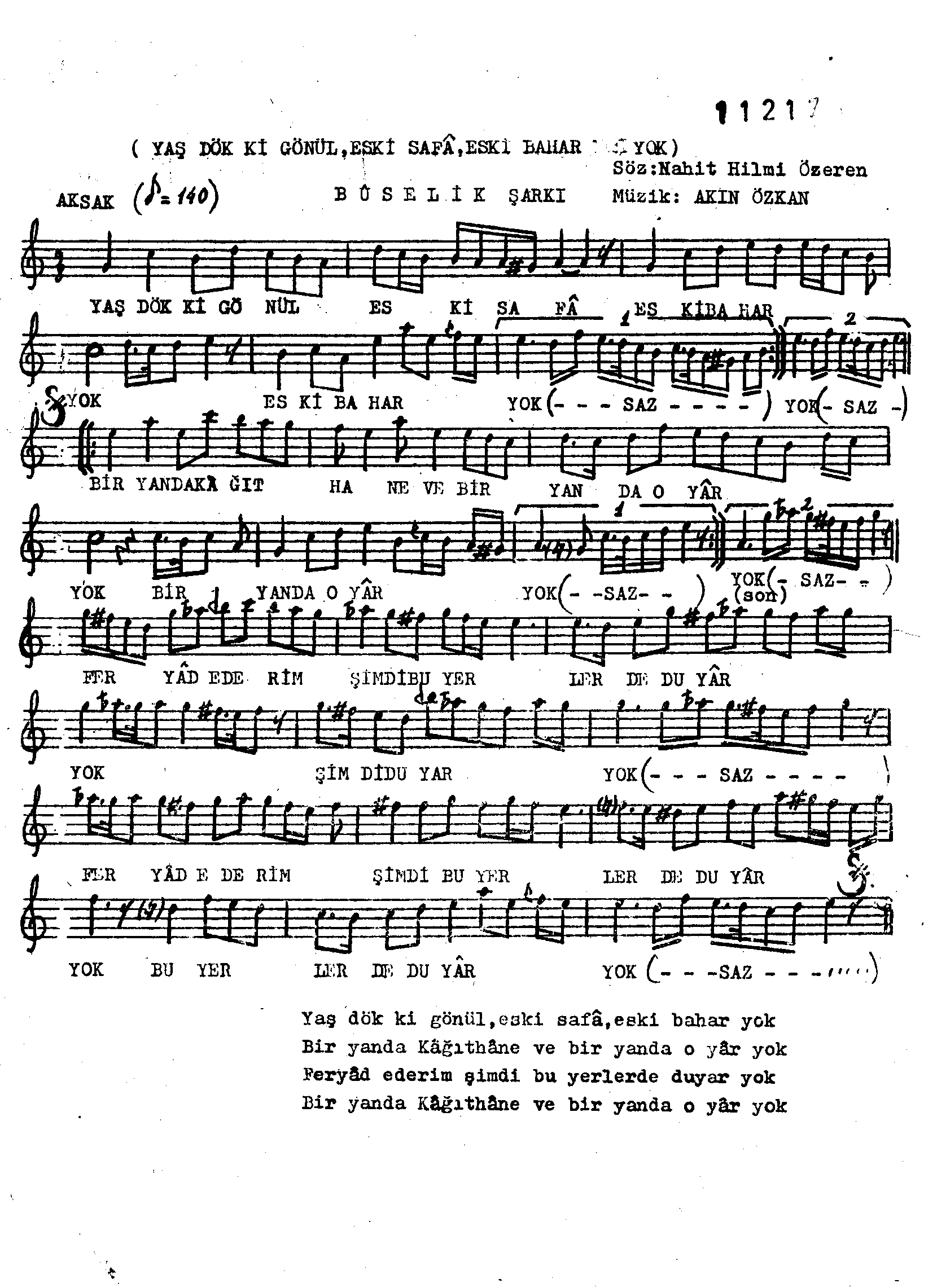 Bûselik - Şarkı - Akın Özkan - Sayfa 1