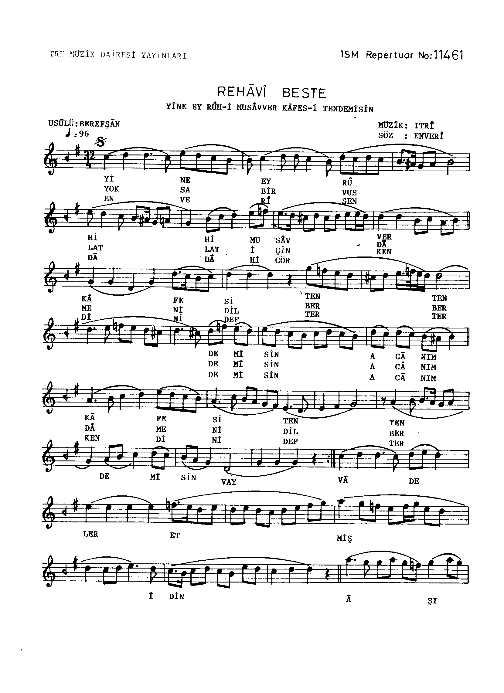 Rehâvi - Beste - Itrî(Buhûrizâde Mustafa Efendi) - Sayfa 1