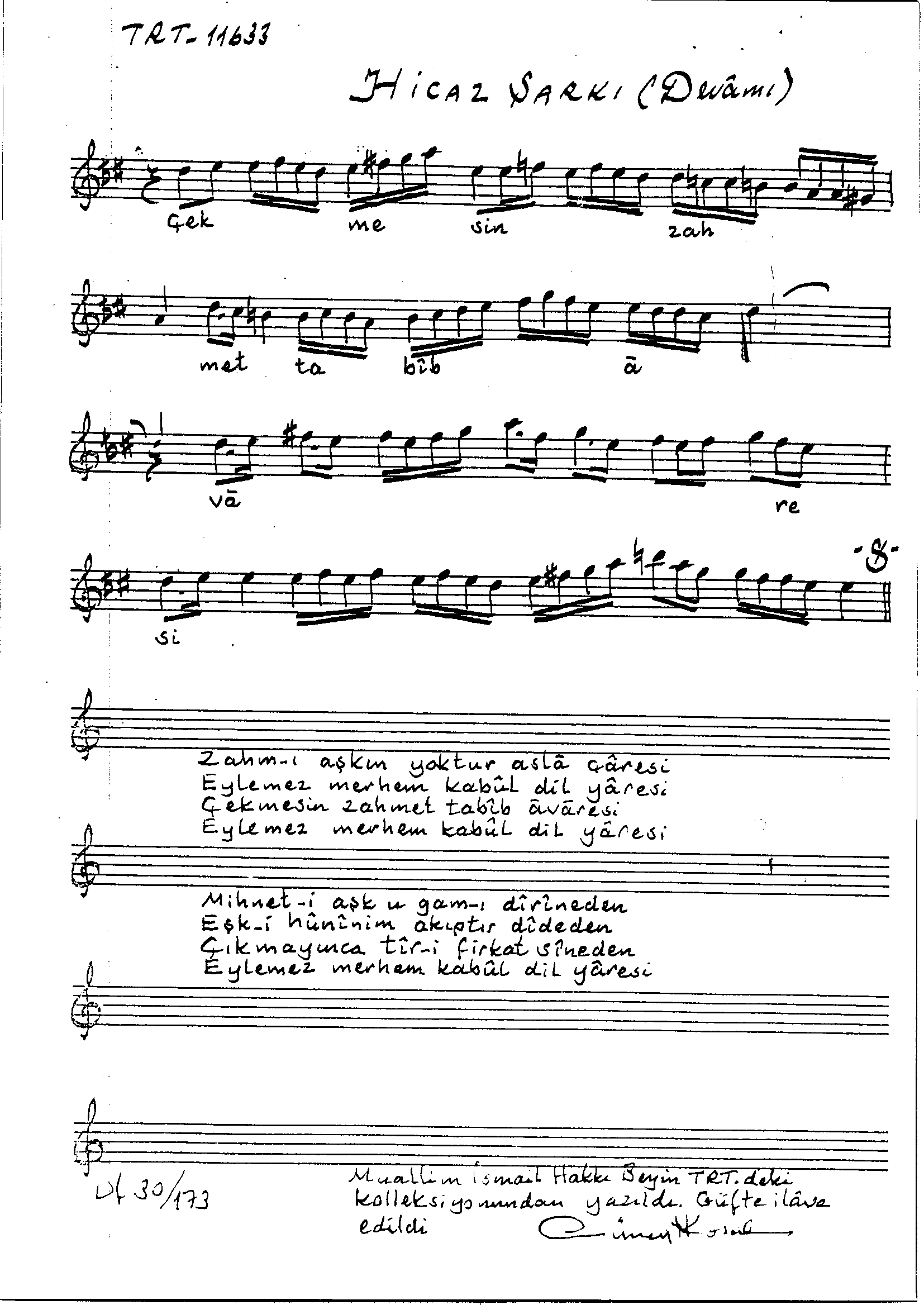 Hicâz - Şarkı - Giriftzen Asım Bey - Sayfa 2