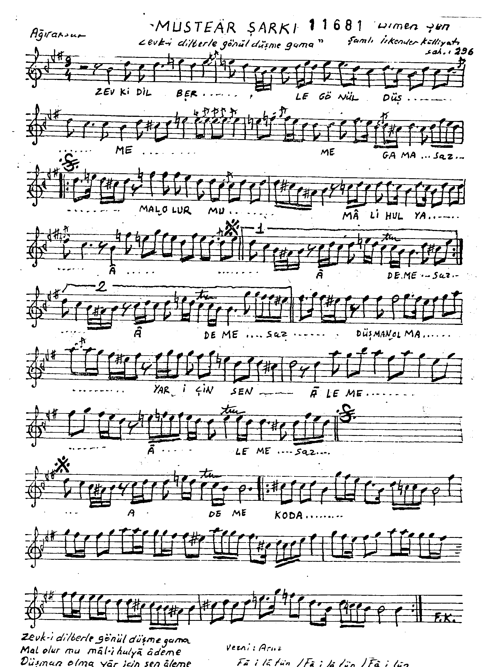 Müsteâr - Şarkı - Bîmen Şen - Sayfa 1