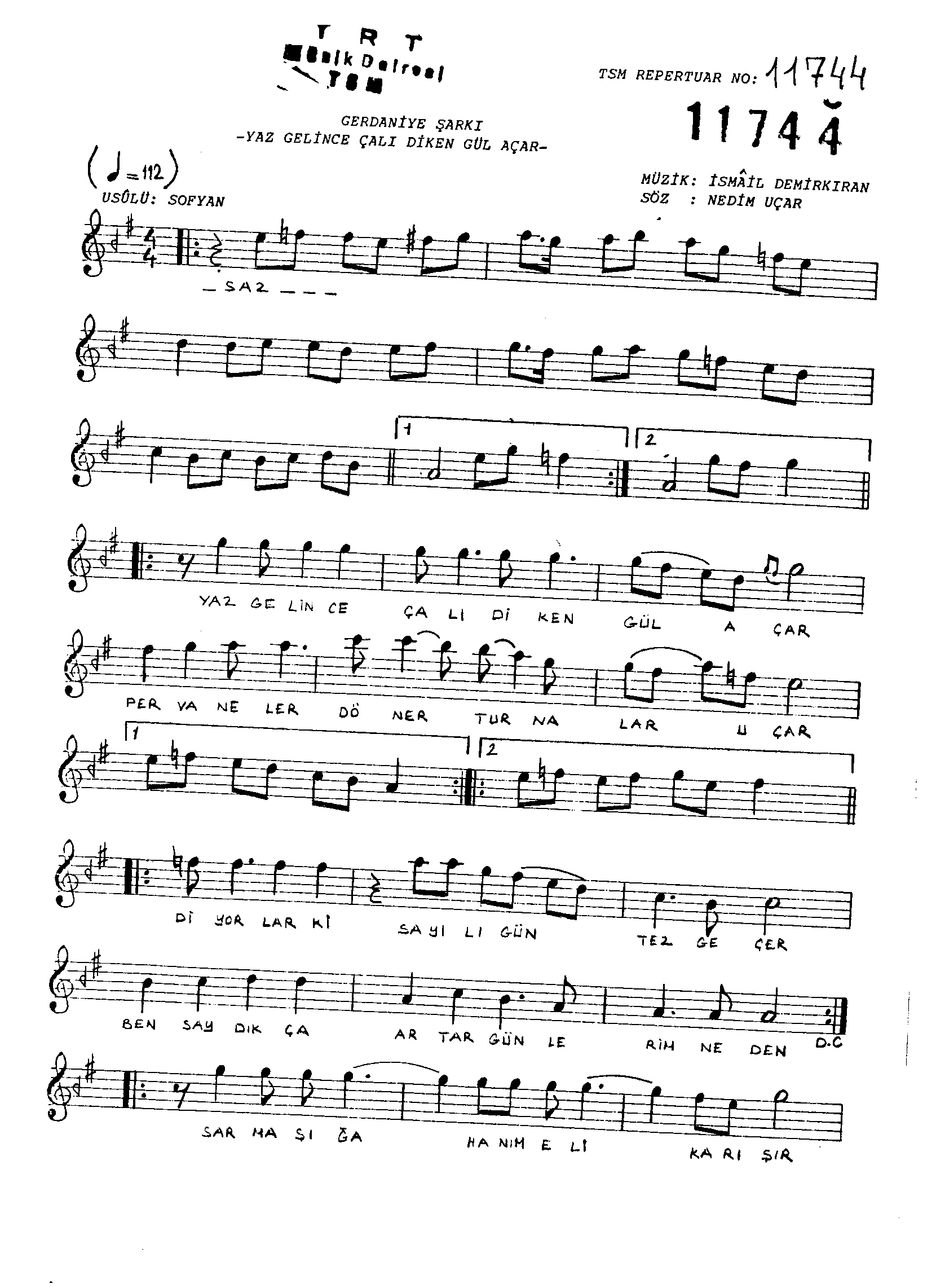 Gerdâniye - Şarkı - İsmail Demirkıran - Sayfa 1