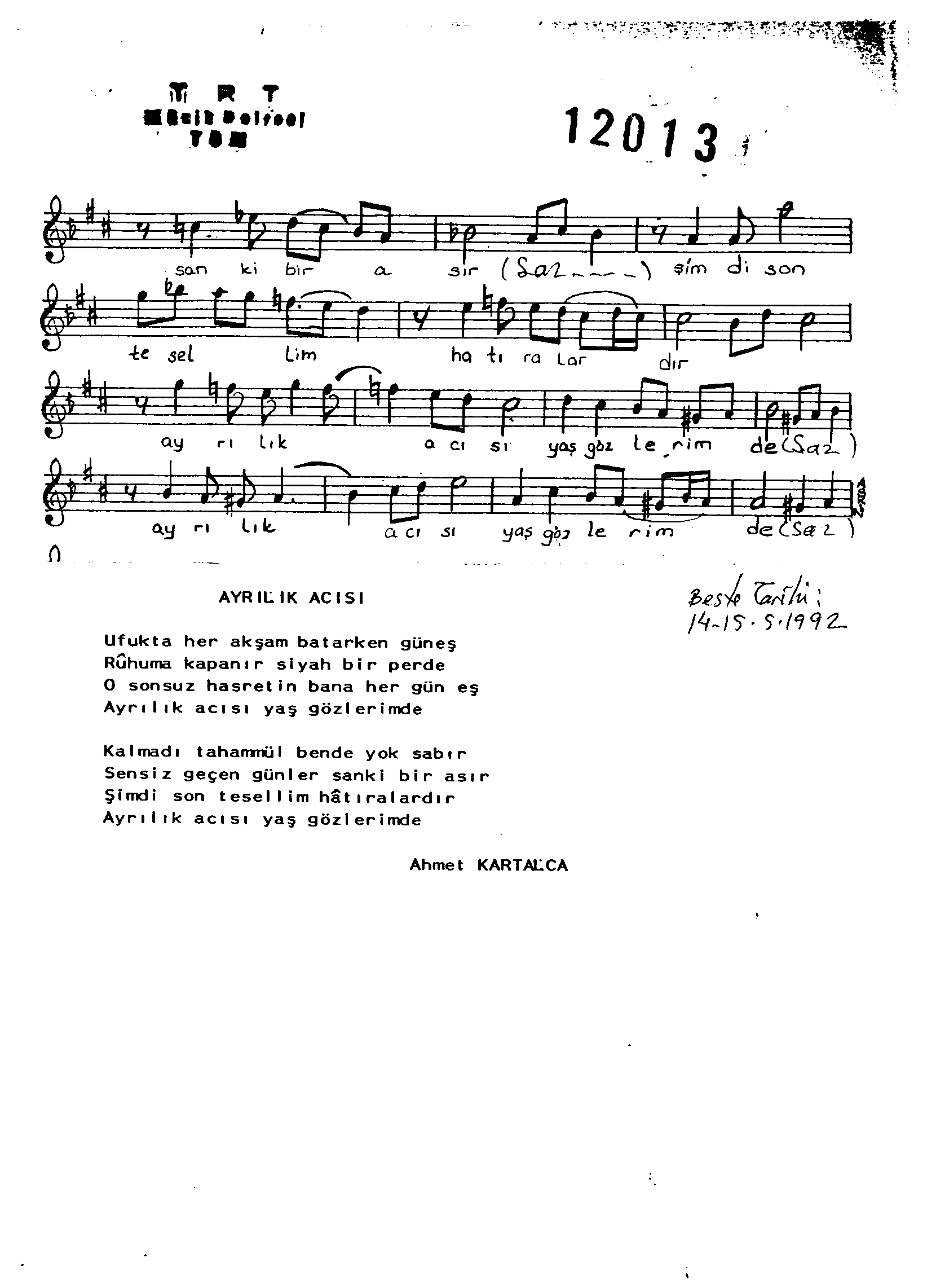 Hicâz - Şarkı - Sadun Aksüt - Sayfa 2