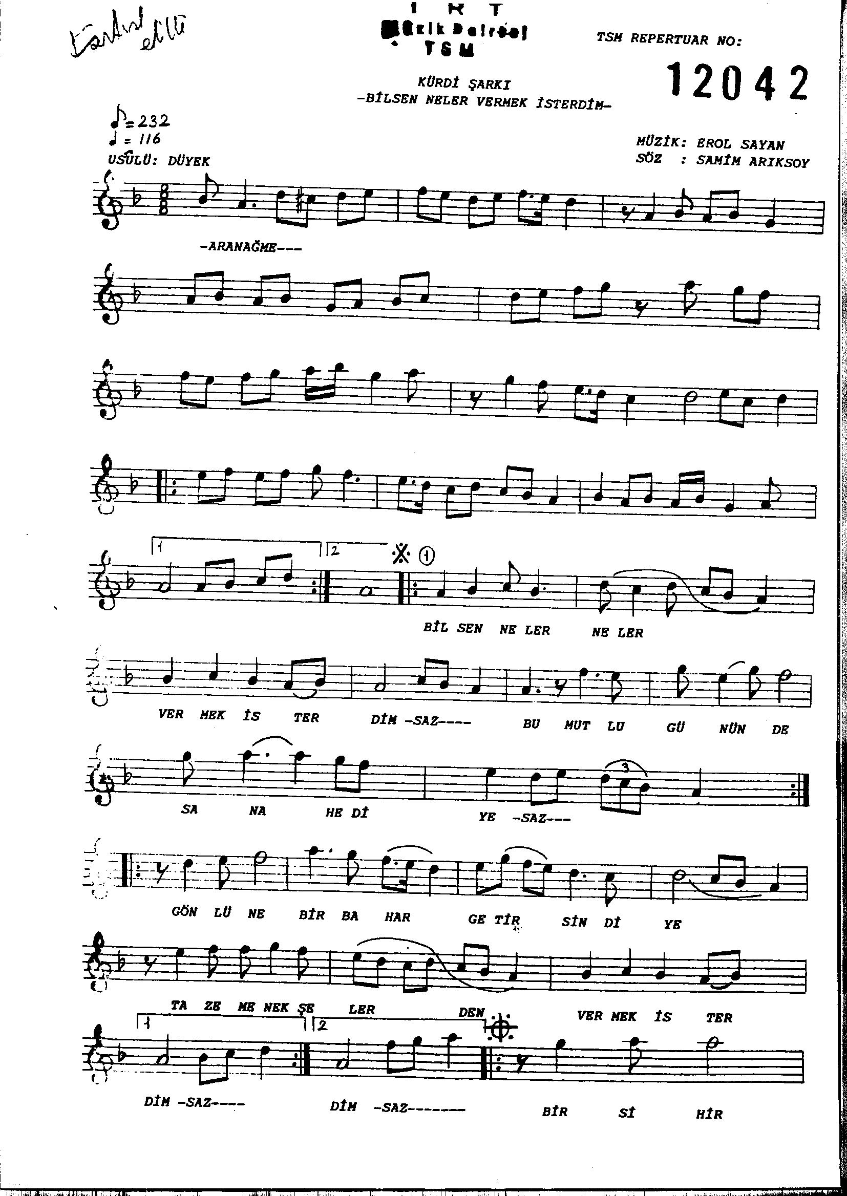 Kürdi - Şarkı - Erol Sayan - Sayfa 1