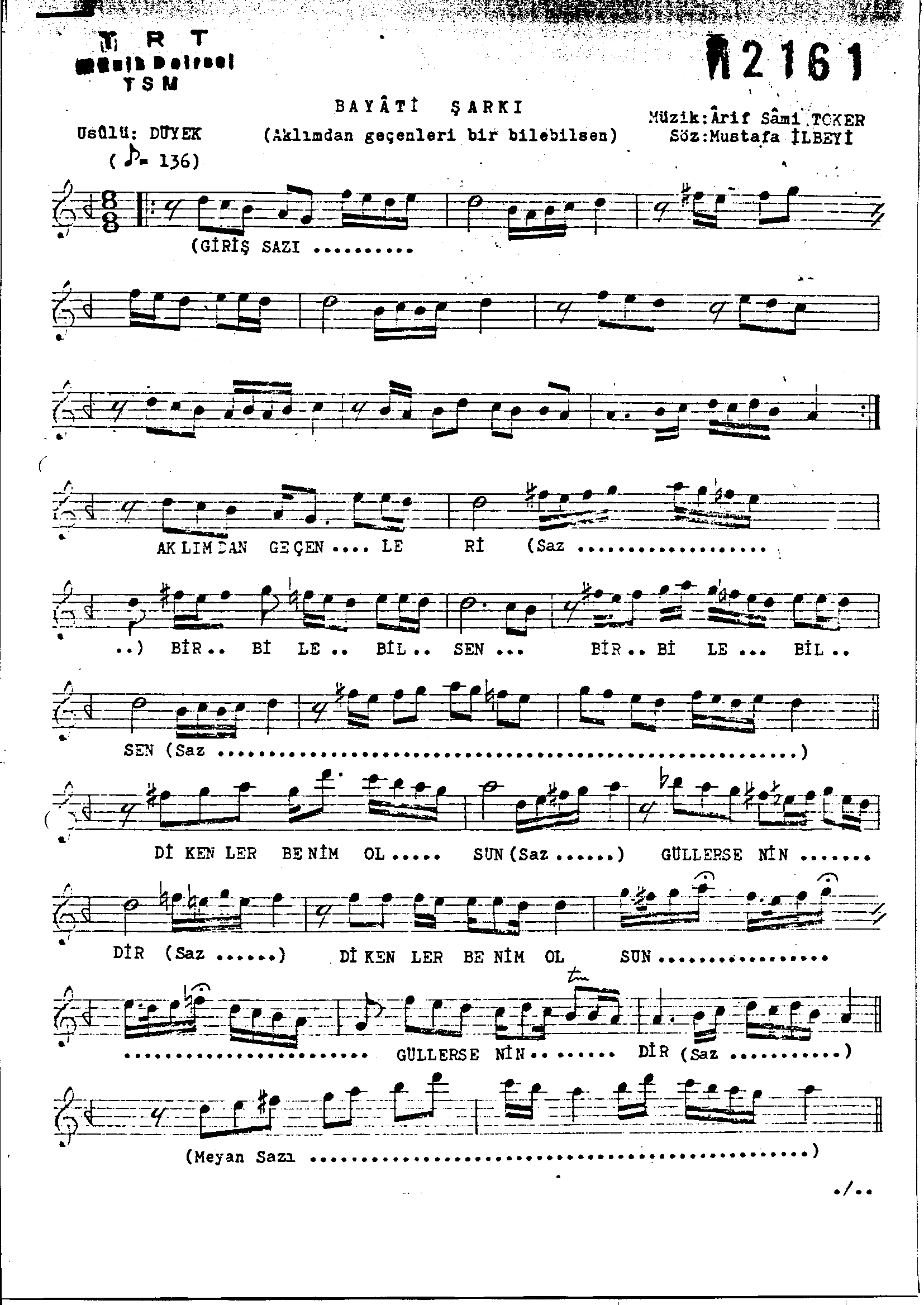 Beyâtî - Şarkı - Arif Sami Toker - Sayfa 1