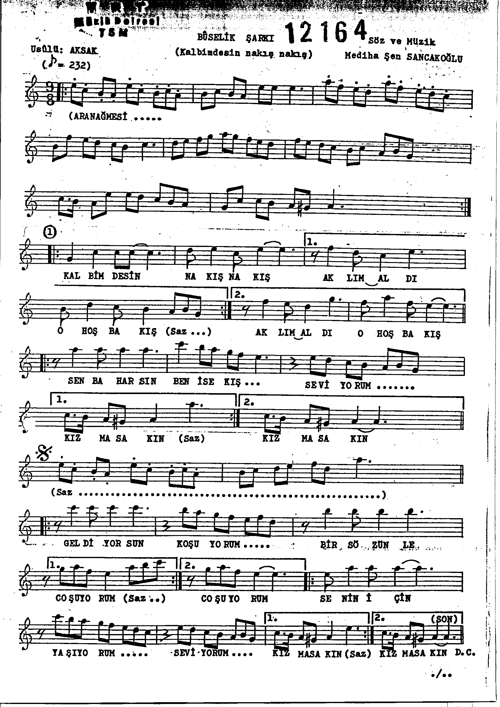 Bûselik - Şarkı - Mediha Şen Sancakoğlu - Sayfa 1