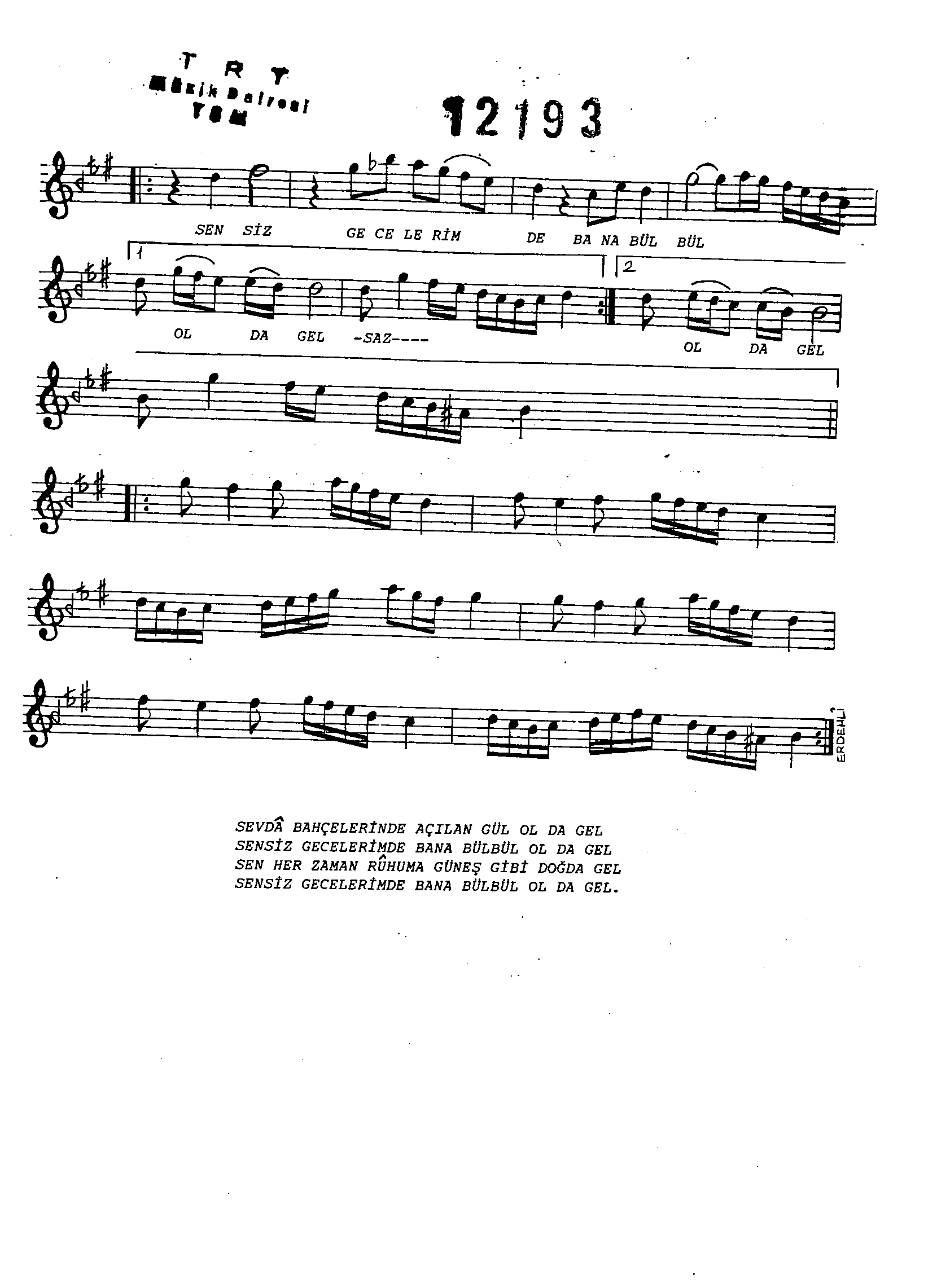 Hüzzâm - Şarkı - Rüştü Eriç - Sayfa 2
