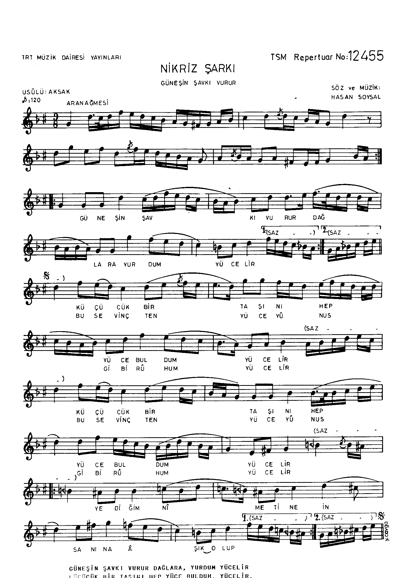 Nikrîz - Şarkı - Hasan Soysal - Sayfa 1