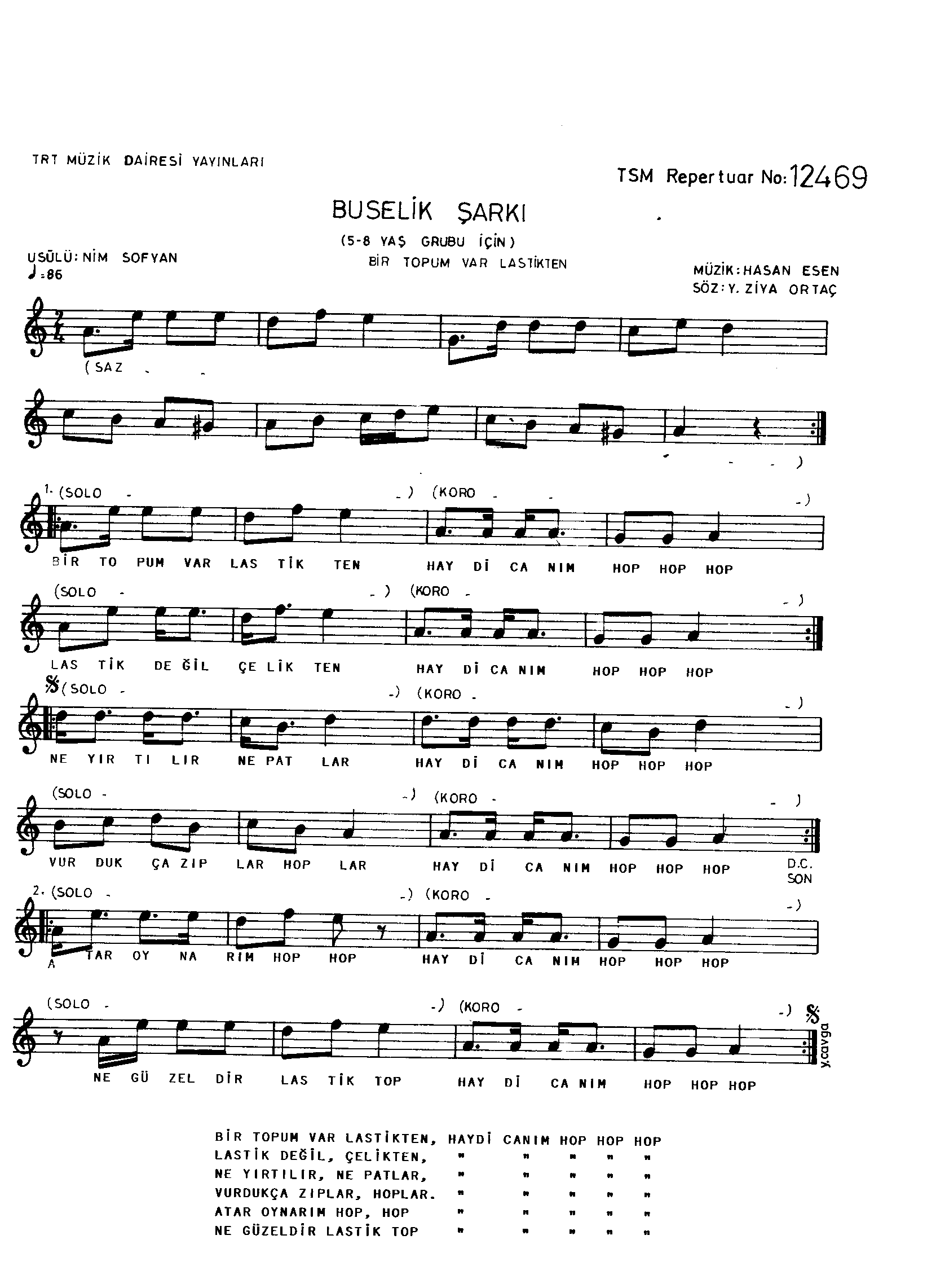 Bûselik - Çocuk Şarkısı - Hasan Esen - Sayfa 1