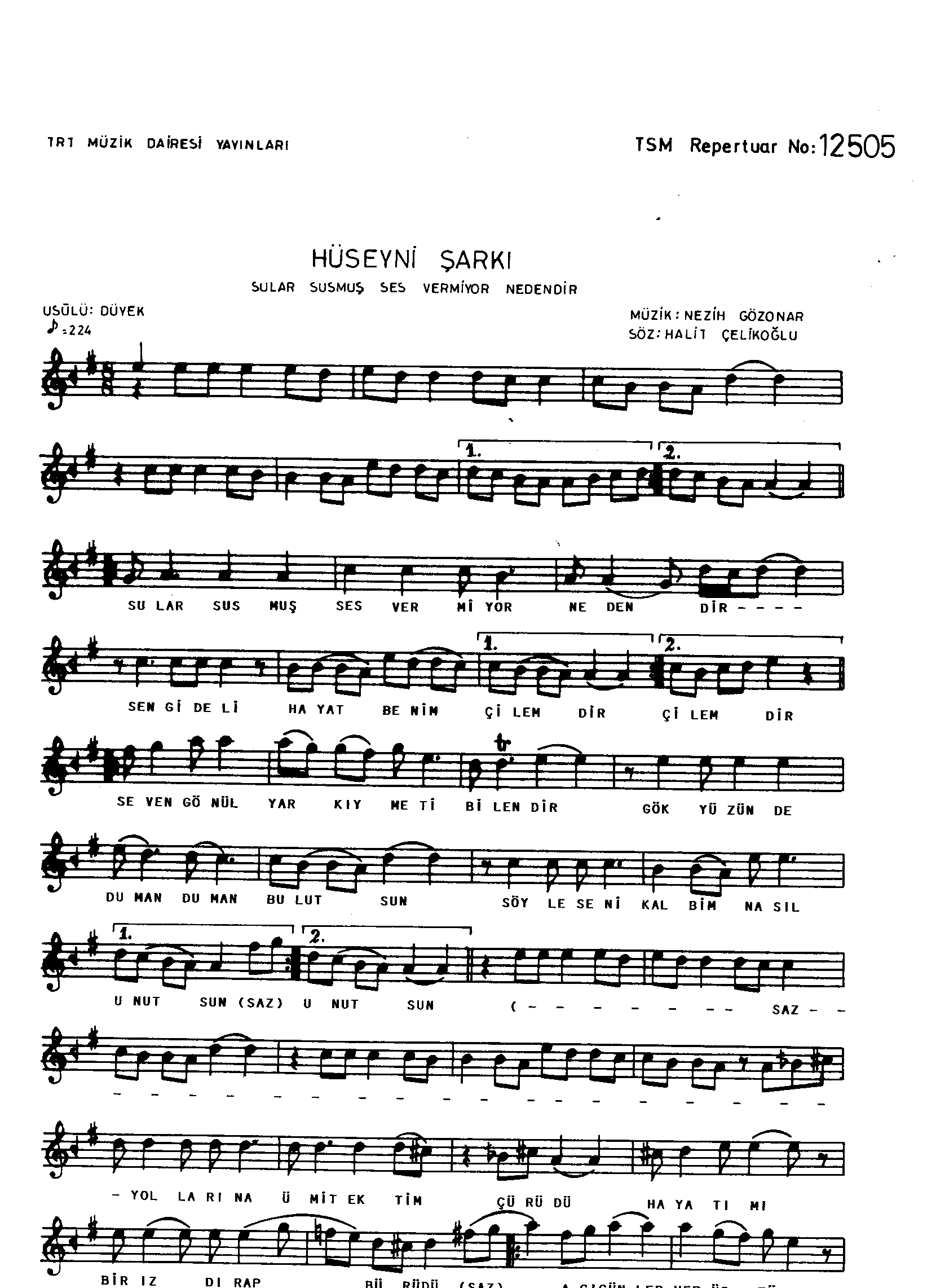 Hüseynî - Şarkı - Nezih Gözonar - Sayfa 1