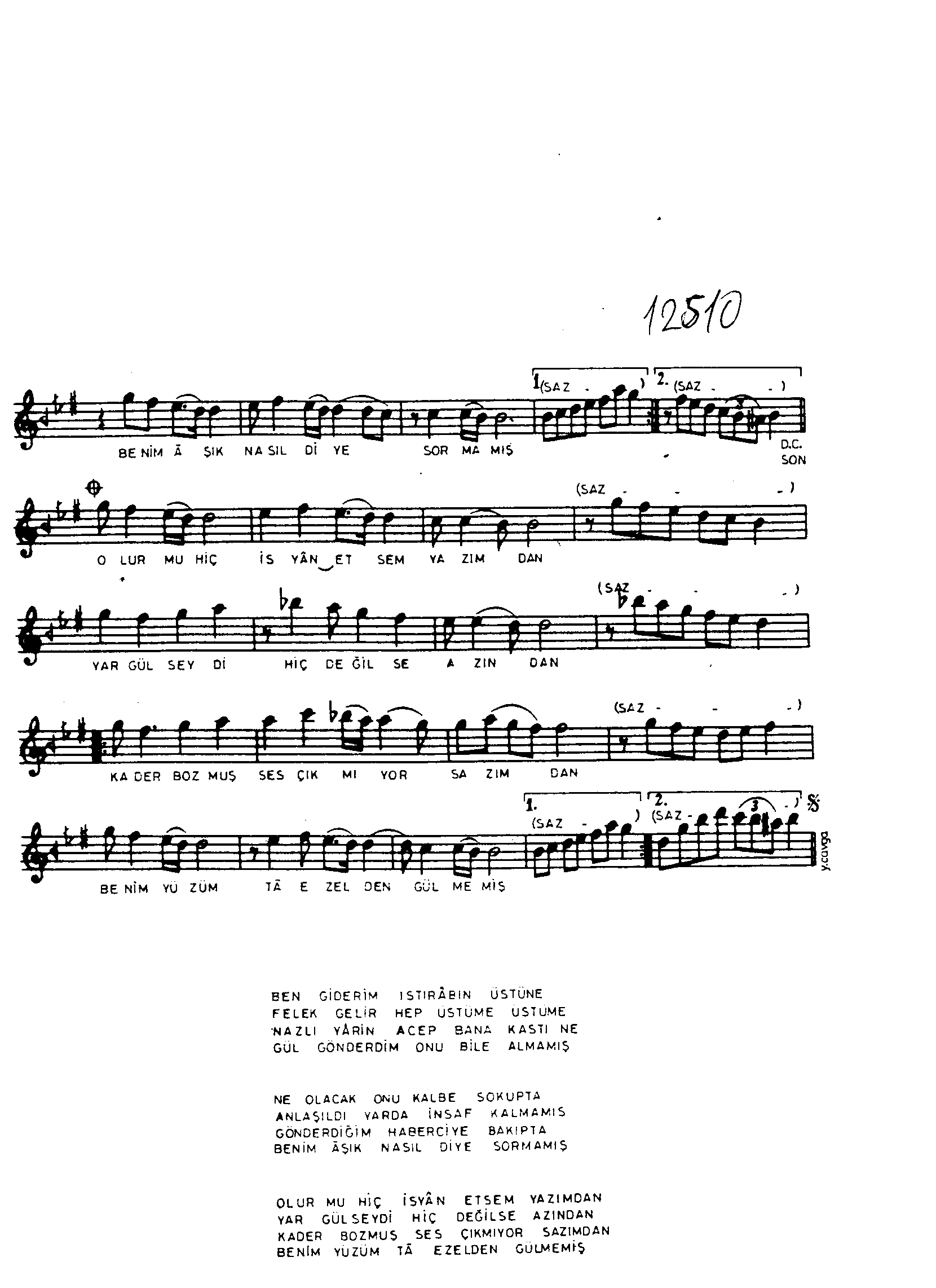 Hüzzâm - Şarkı - Suat Yıldırım - Sayfa 2