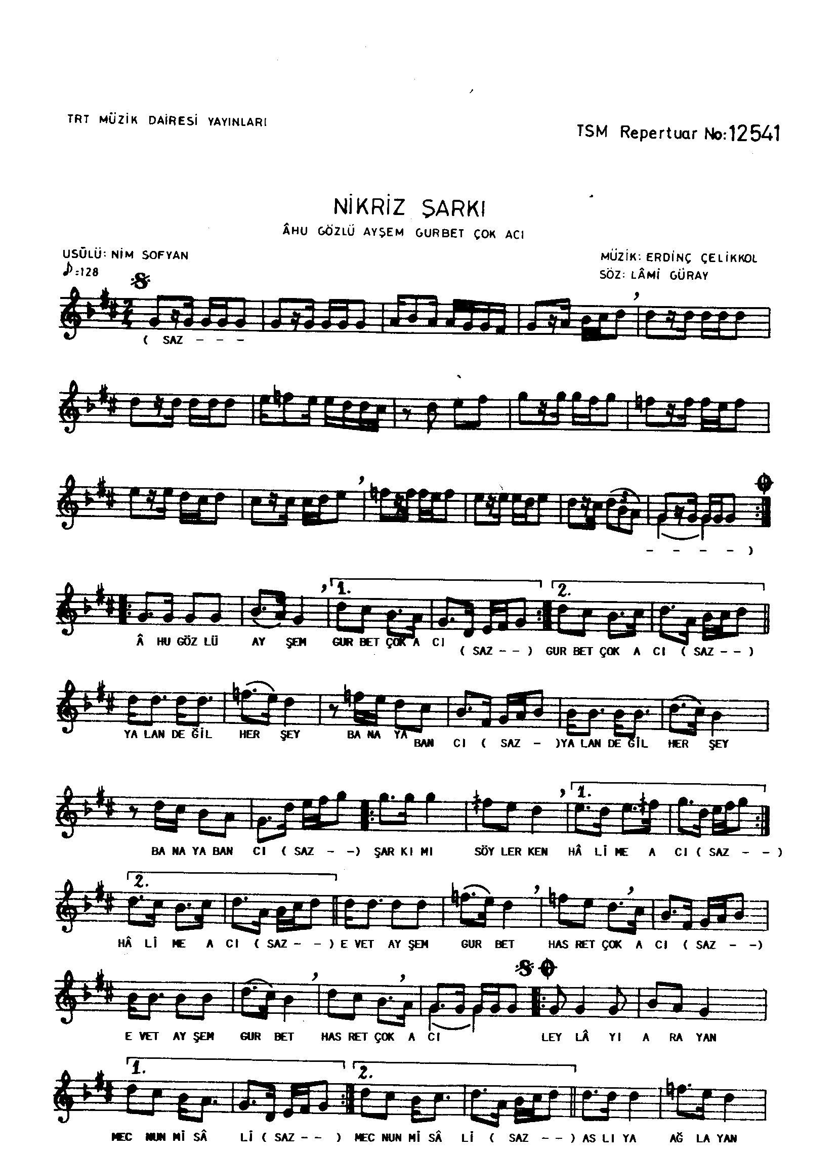 Nikrîz - Şarkı - Erdinç Çelikkol - Sayfa 1