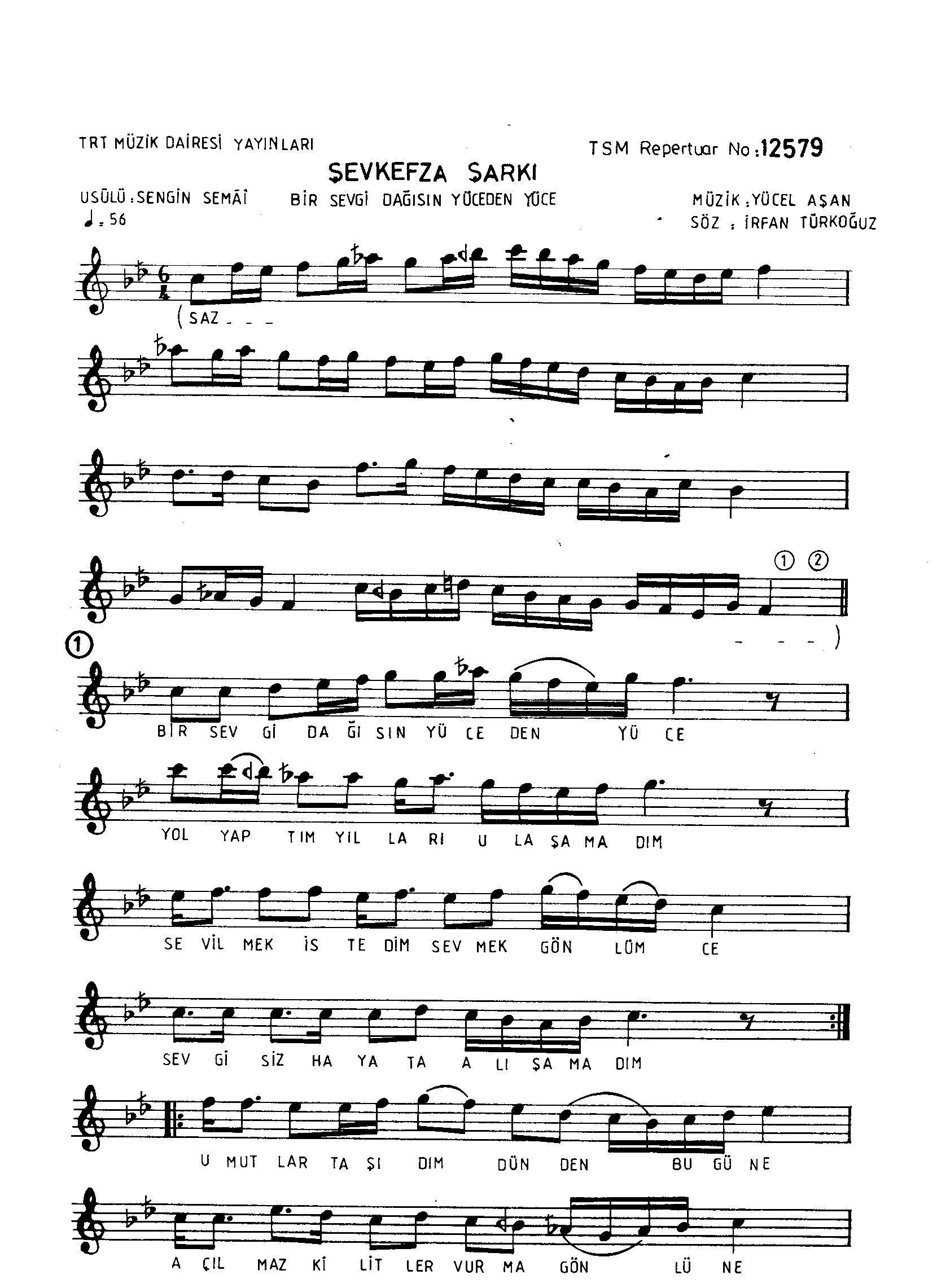 Şevk-Efzâ - Şarkı - Yücel Aşan - Sayfa 1