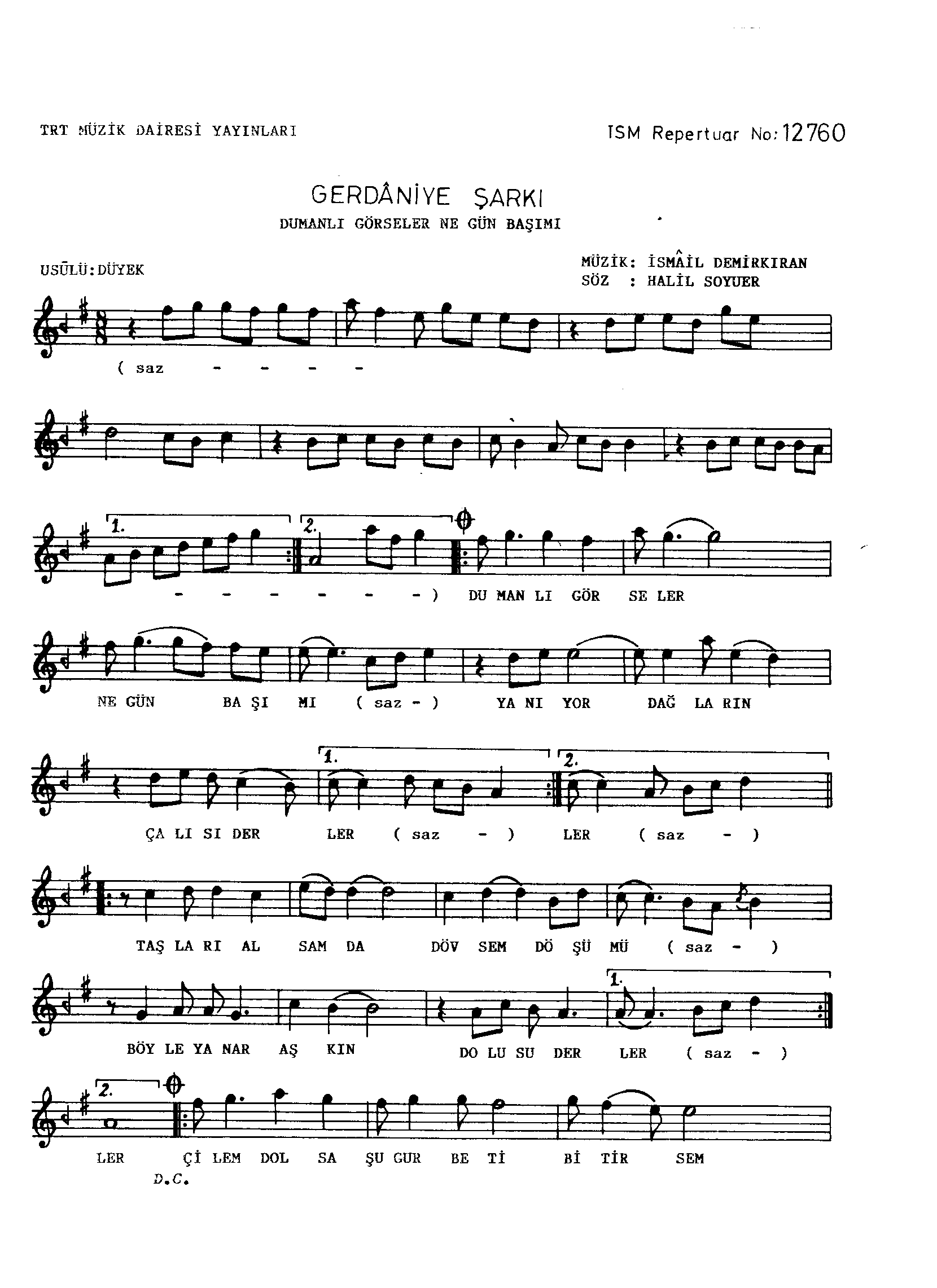 Gerdâniye - Şarkı - İsmail Demirkıran - Sayfa 1
