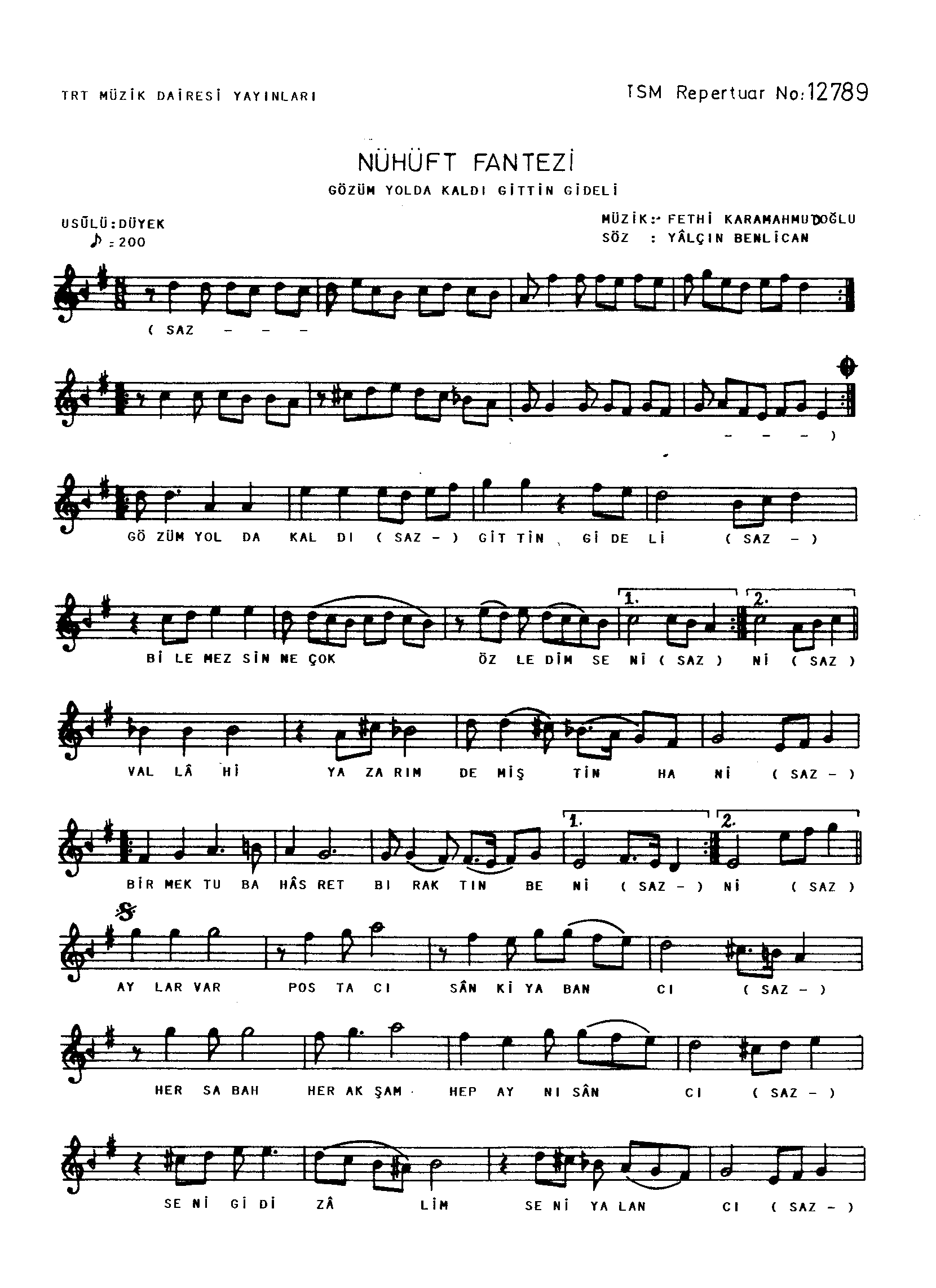 Nühüft - Şarkı - Fethi Karamahmudoğlu - Sayfa 1