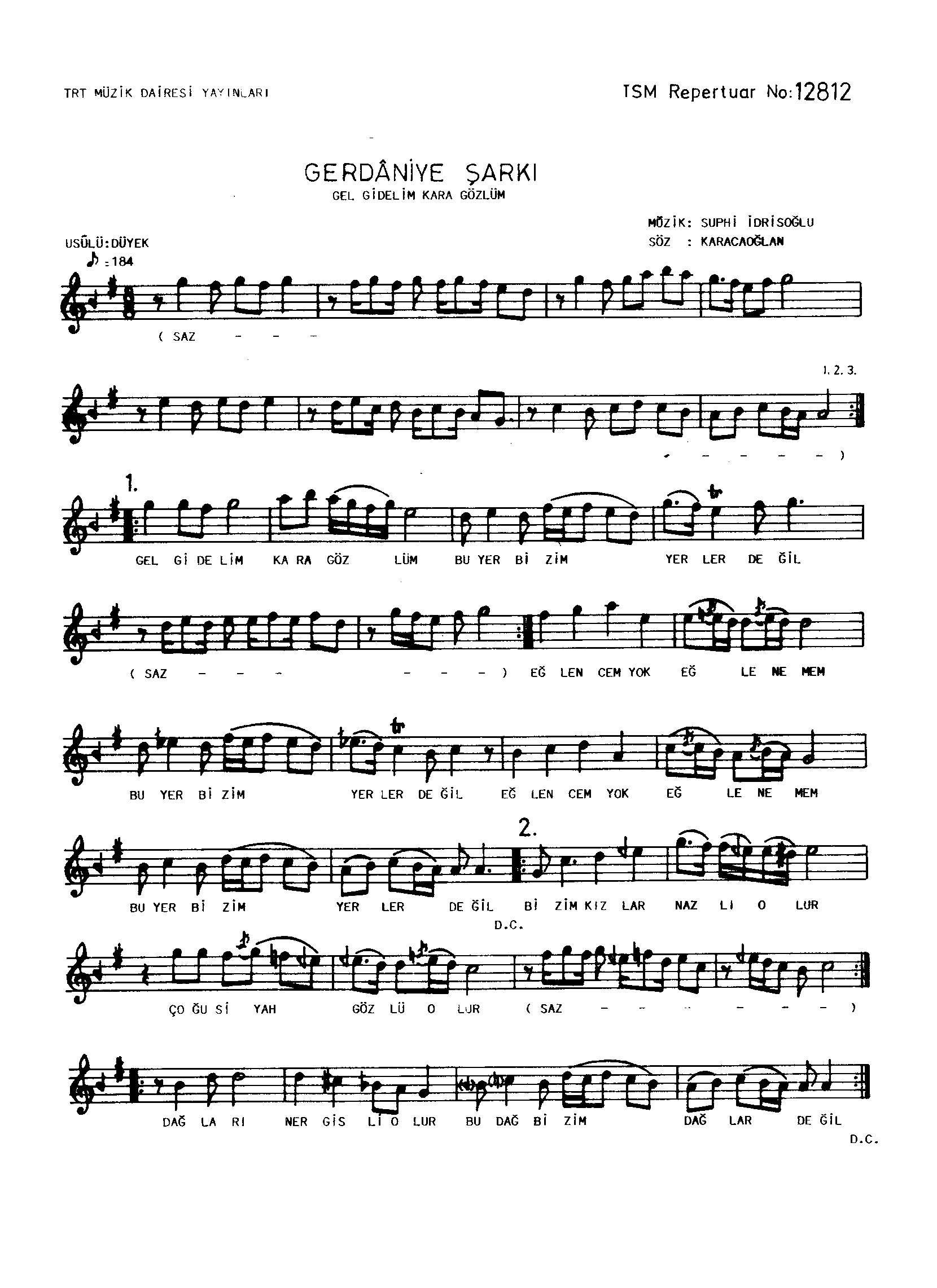 Gerdâniye - Şarkı - Suphi İdrisoğlu - Sayfa 1