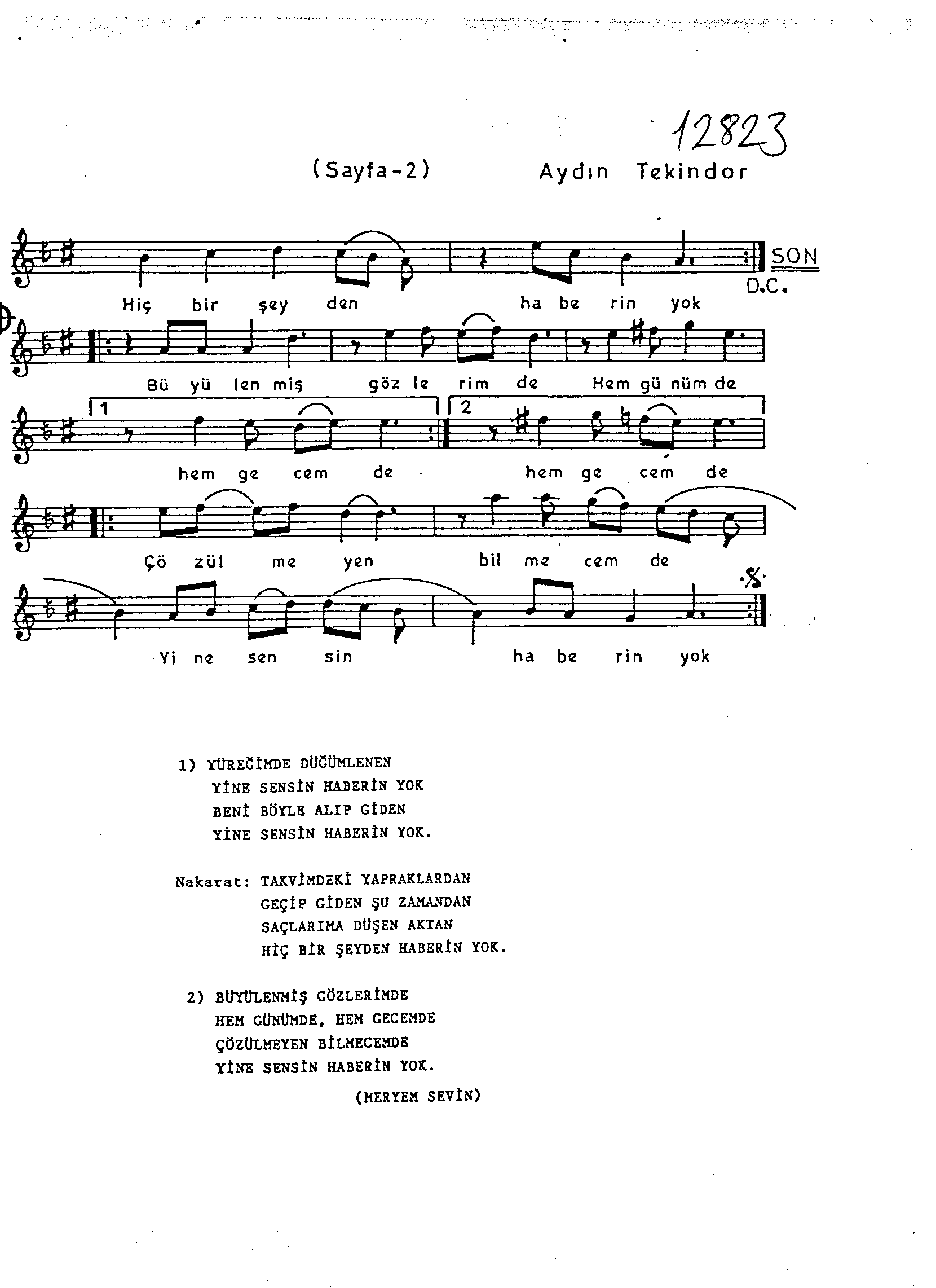 Hicâz - Şarkı - Aydın Tekindor - Sayfa 2
