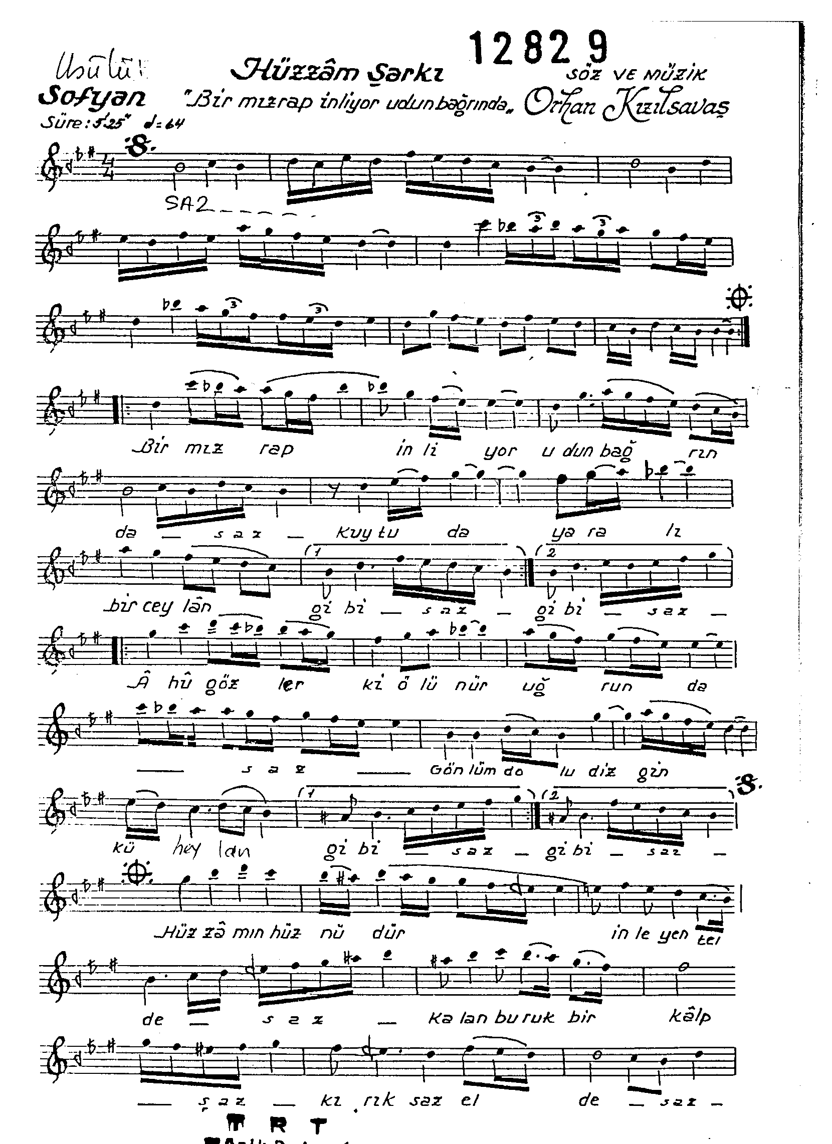 Hüzzâm - Şarkı - Orhan Kızılsavaş - Sayfa 1