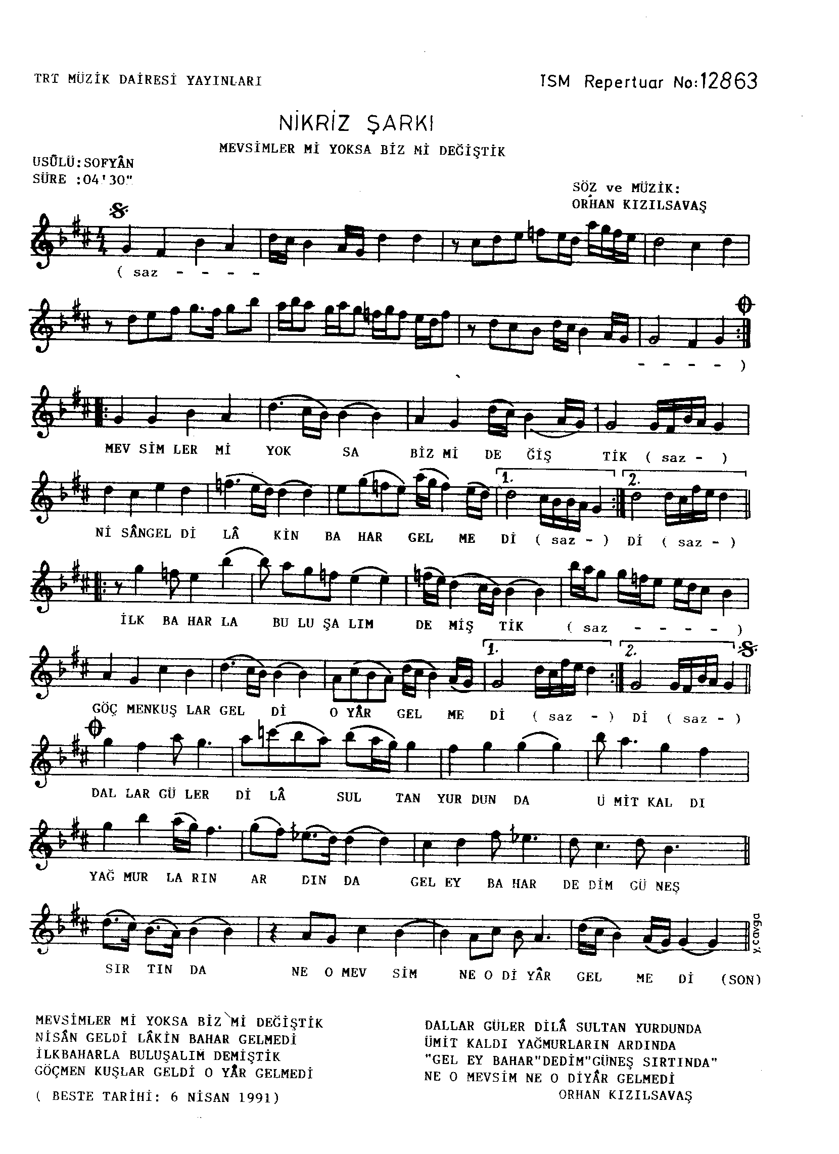 Nikrîz - Şarkı - Orhan Kızılsavaş - Sayfa 1