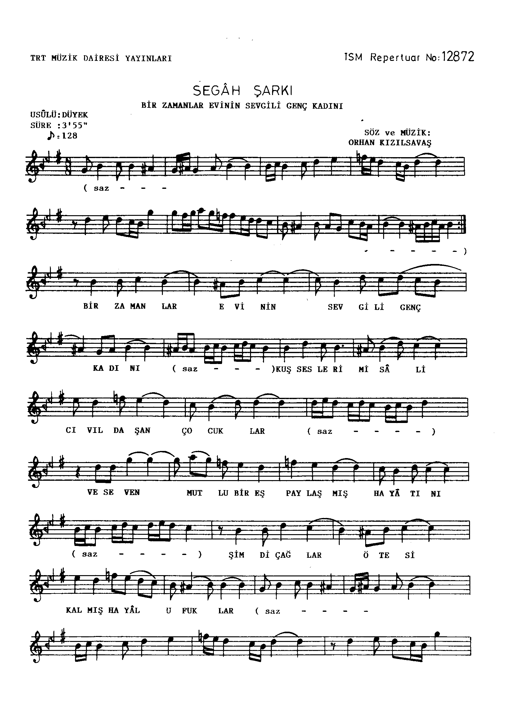 Segâh - Şarkı - Orhan Kızılsavaş - Sayfa 1