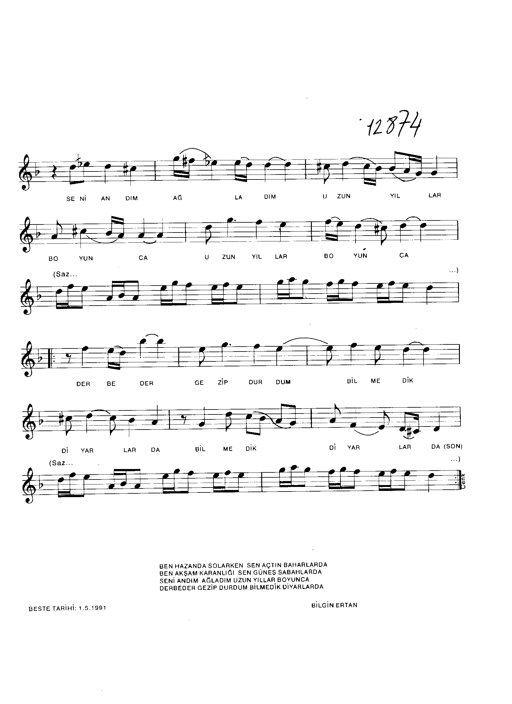 Sultânî-Yegâh - Şarkı - Orhan Kızılsavaş - Sayfa 2