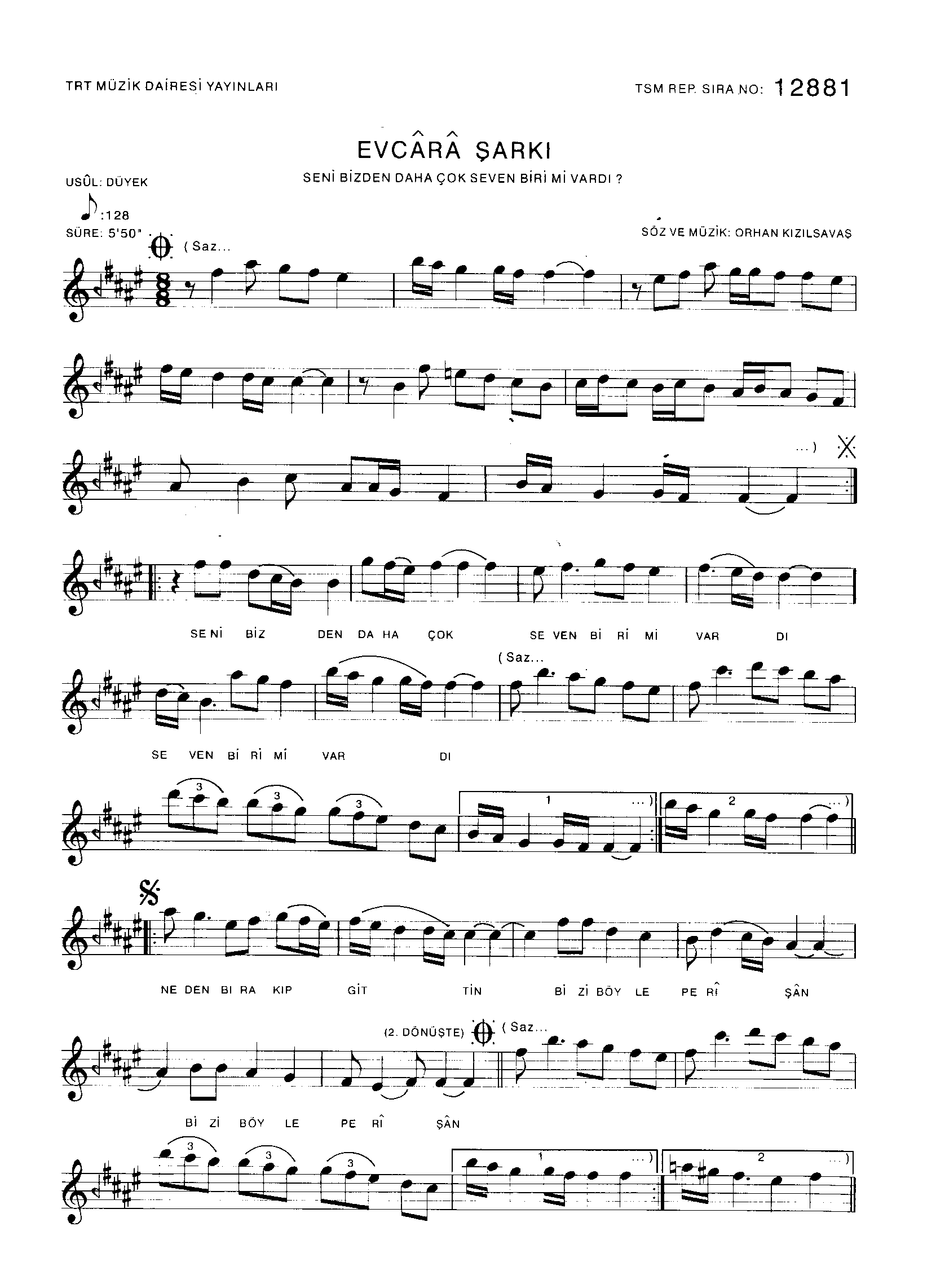 Evc-Ârâ - Şarkı - Orhan Kızılsavaş - Sayfa 1
