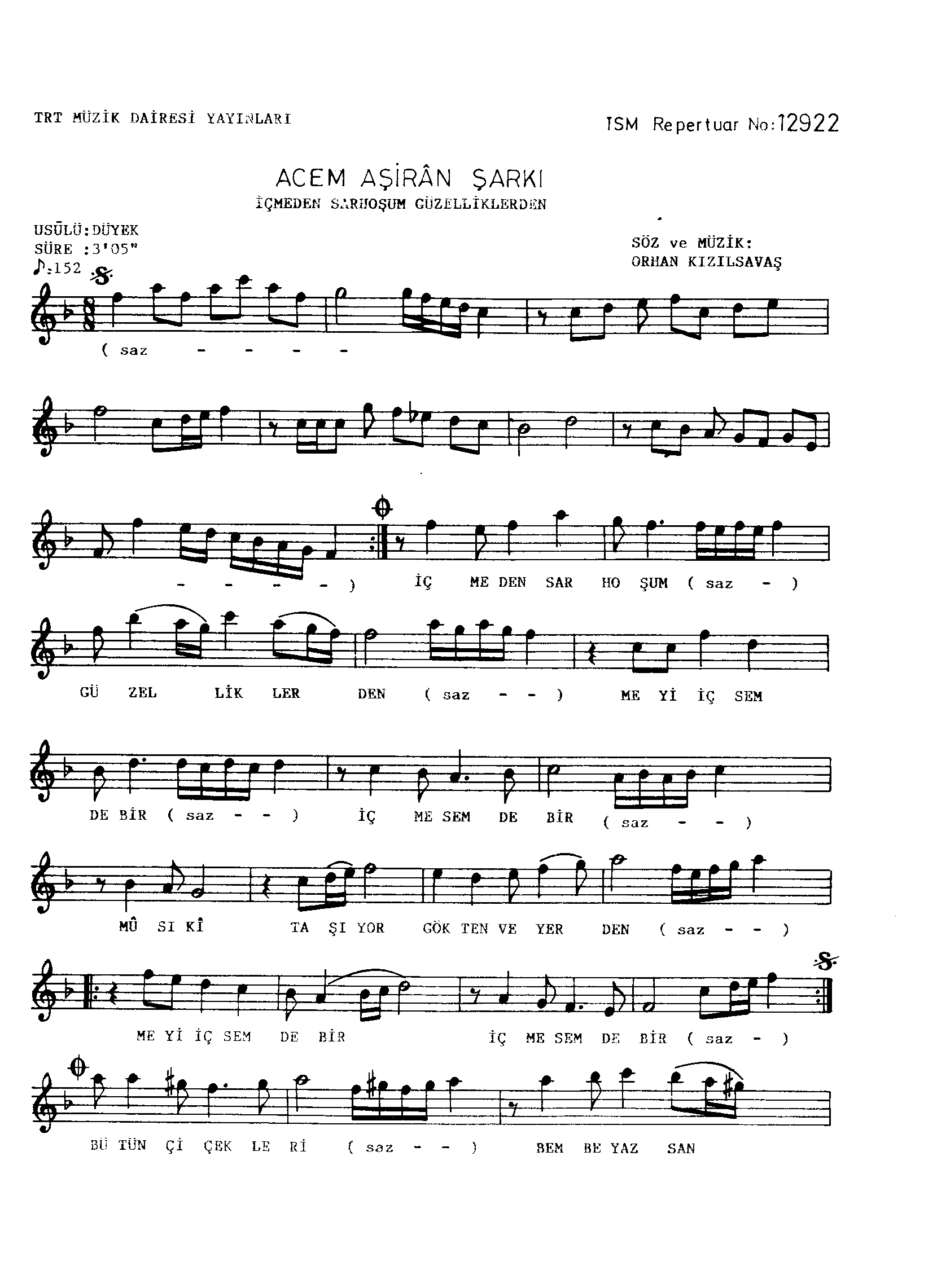 Acem Aşîrân - Şarkı - Orhan Kızılsavaş - Sayfa 1