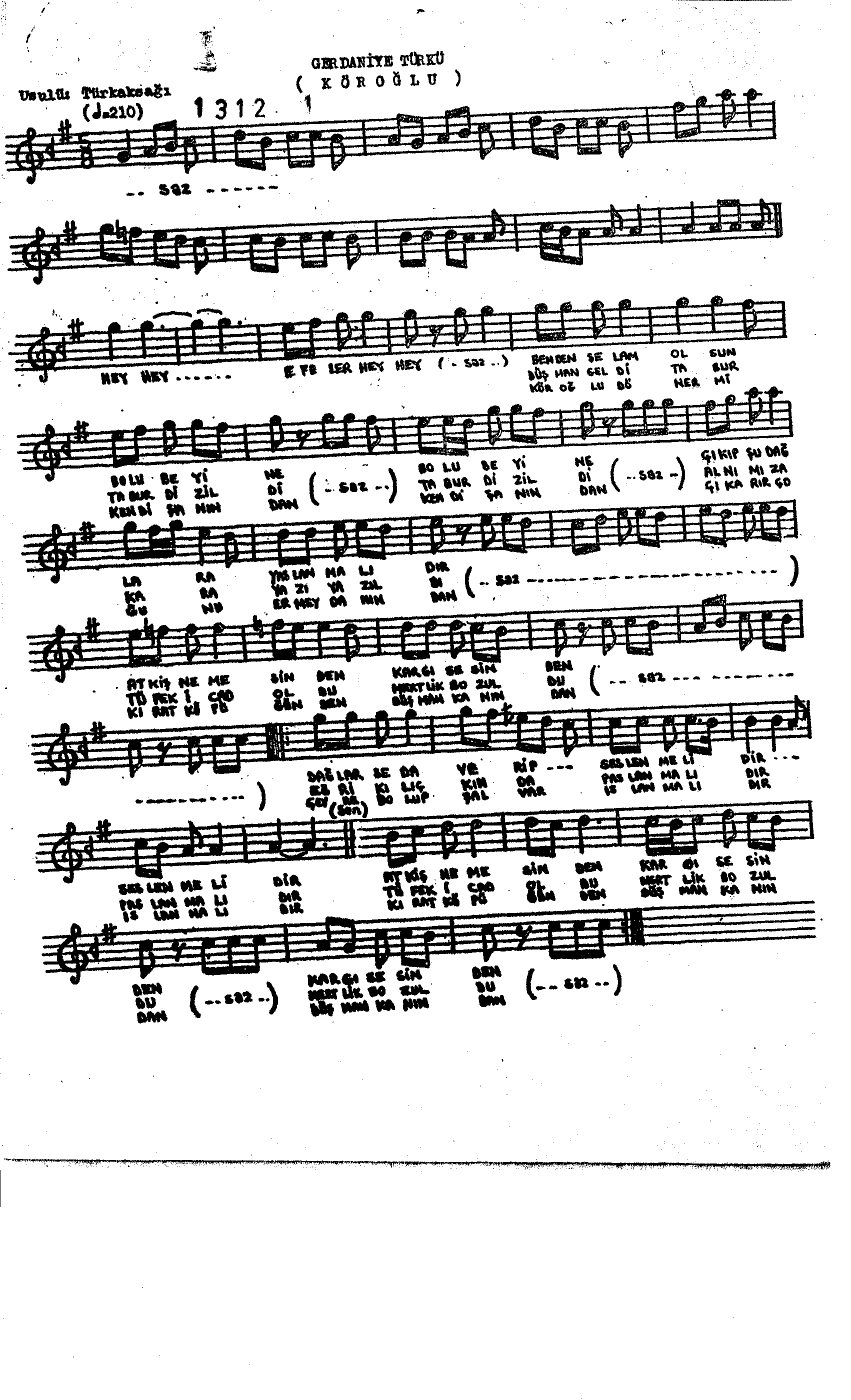 Gerdâniye - Şarkı - Meçhul - Sayfa 1