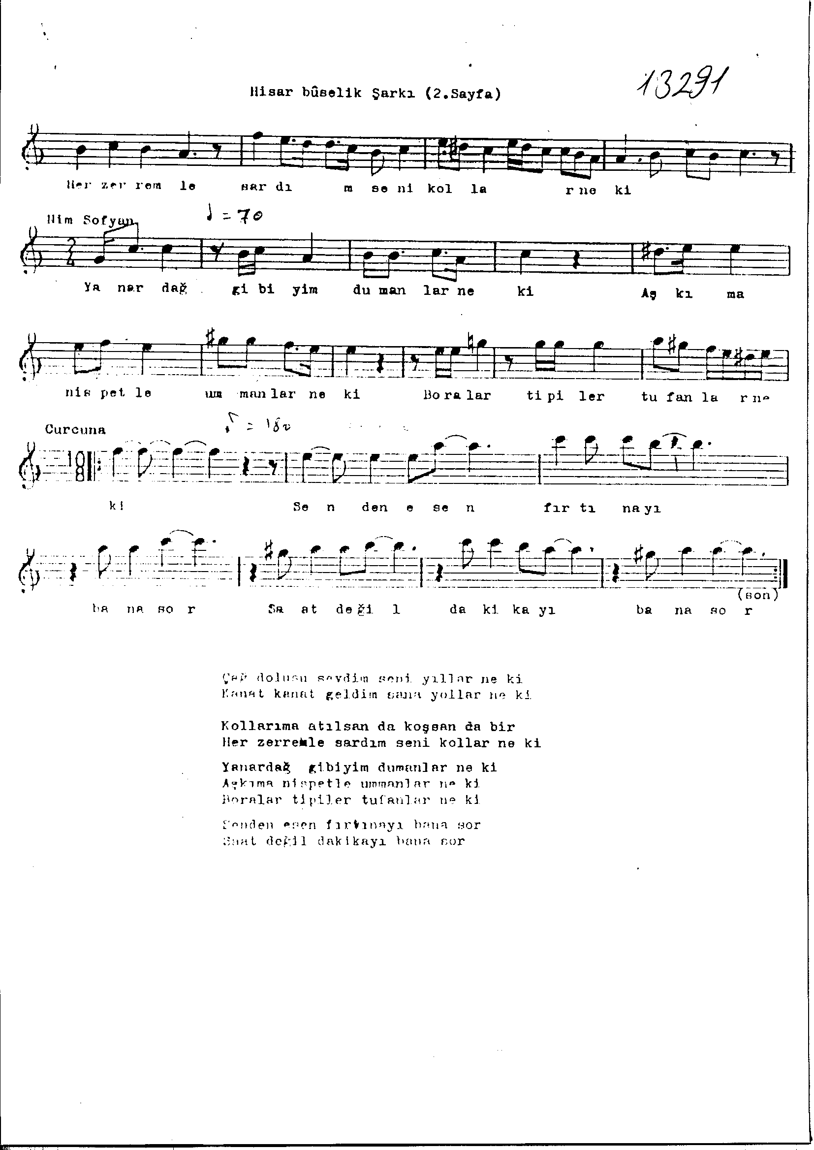 Hisâr-Bûselik - Şarkı - İrfan Doğrusöz - Sayfa 2
