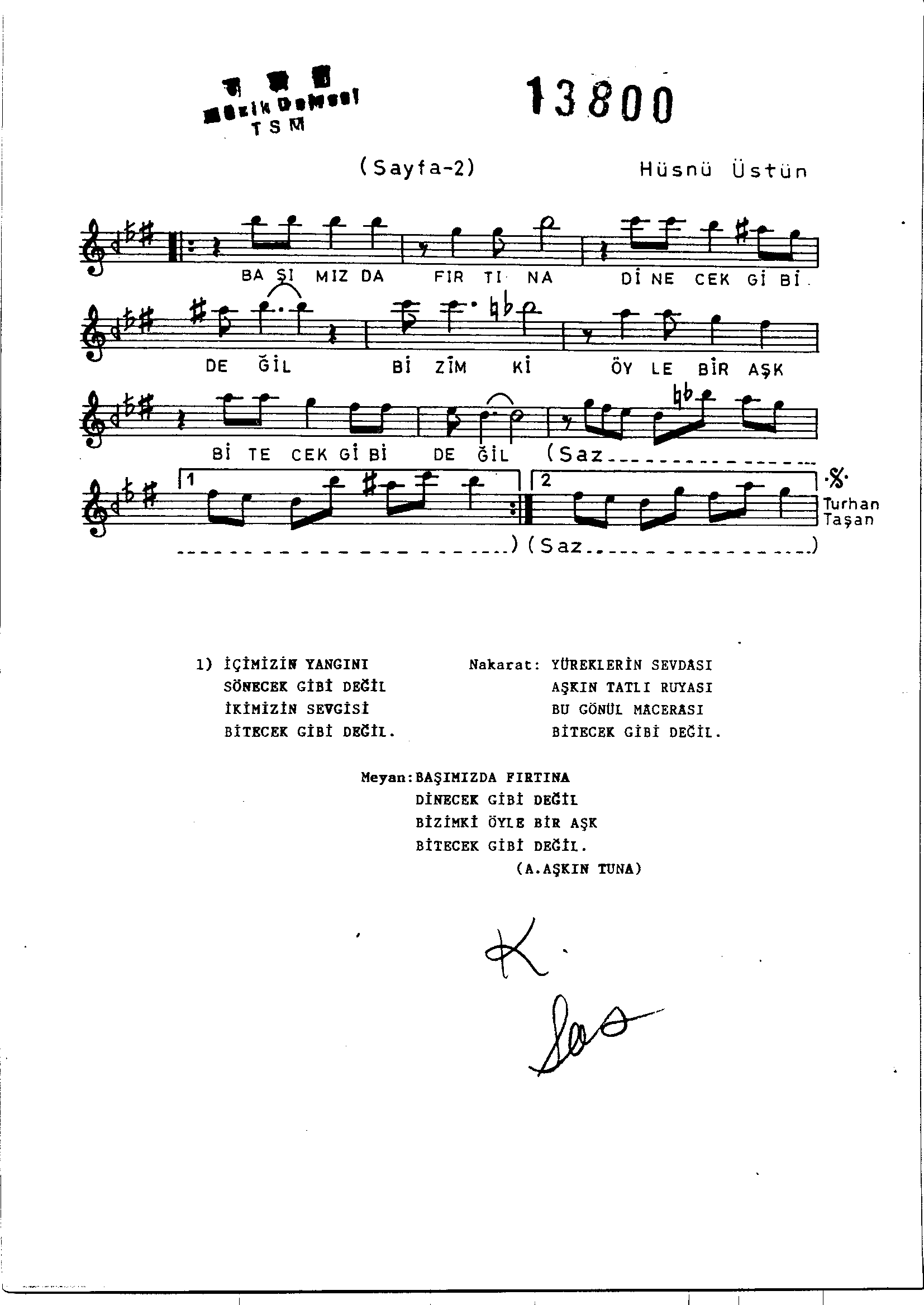 Hüzzâm - Şarkı - Hüsnü Üstün - Sayfa 2