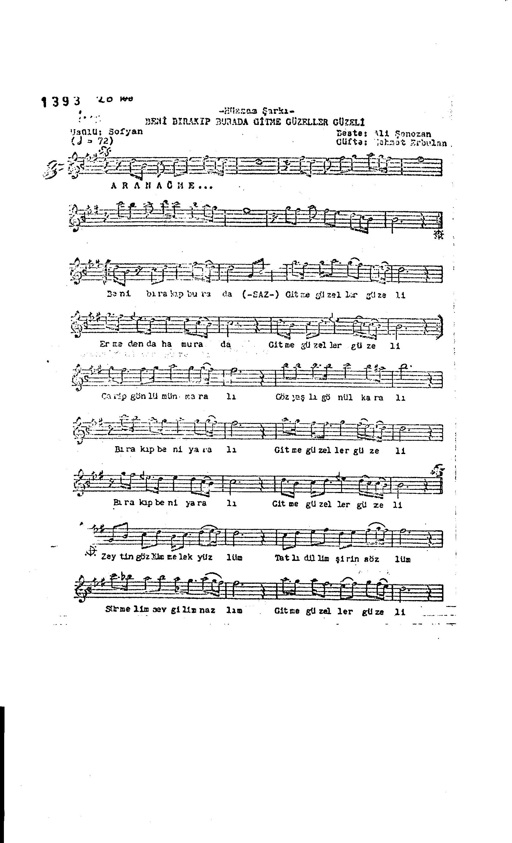 Hüzzâm - Şarkı - Ali Şenozan - Sayfa 1