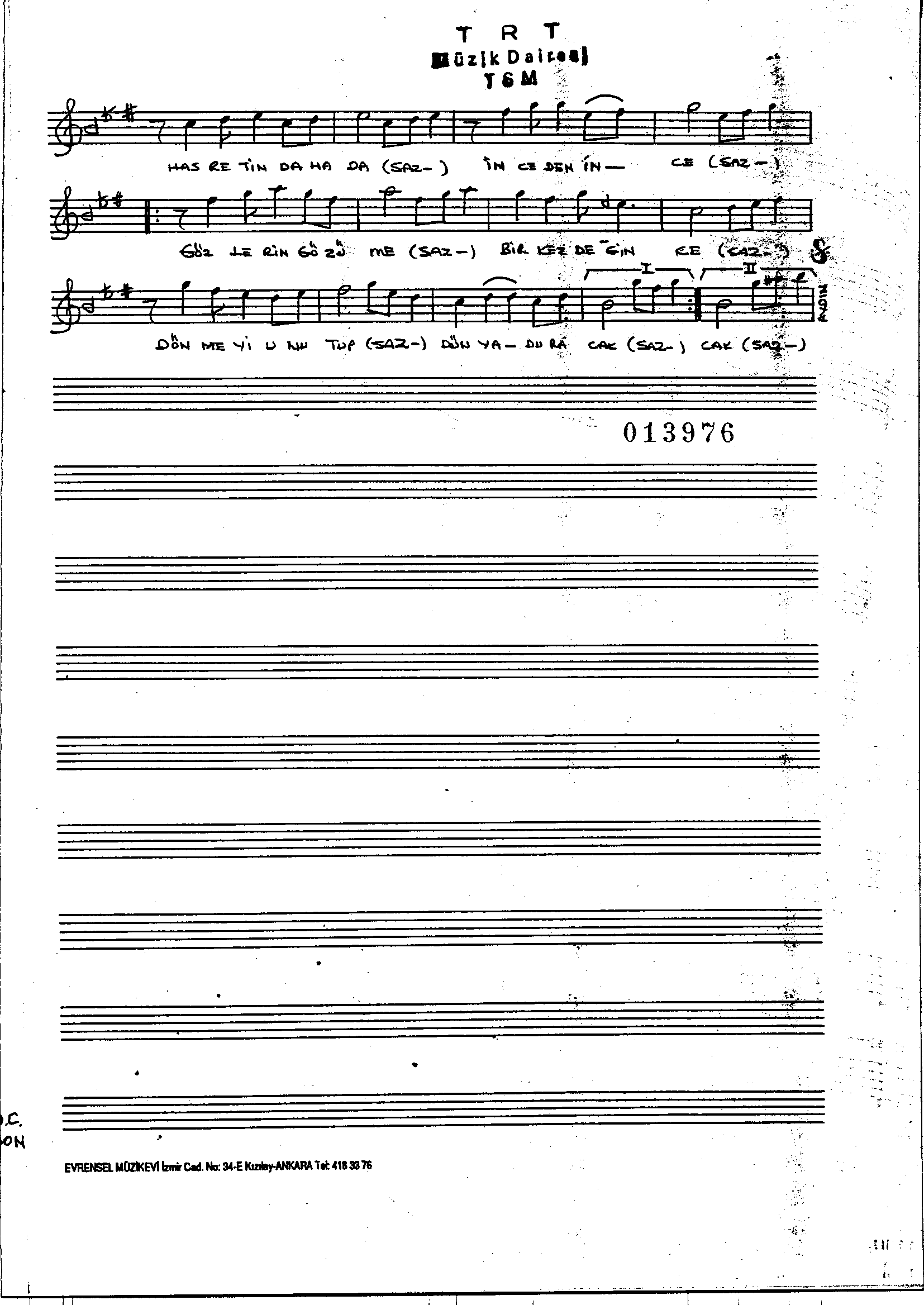 Hüzzâm - Şarkı - Aydın Tekindor - Sayfa 2