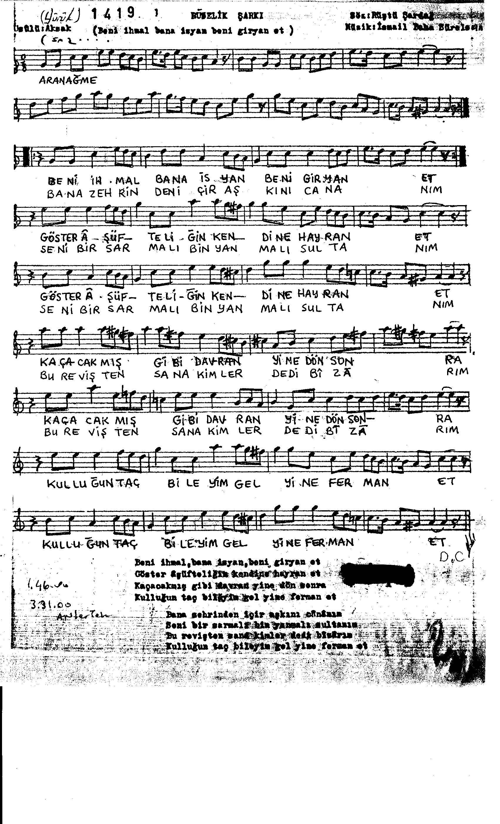 Bûselik - Şarkı - İsmail Baha Sürelsan - Sayfa 1