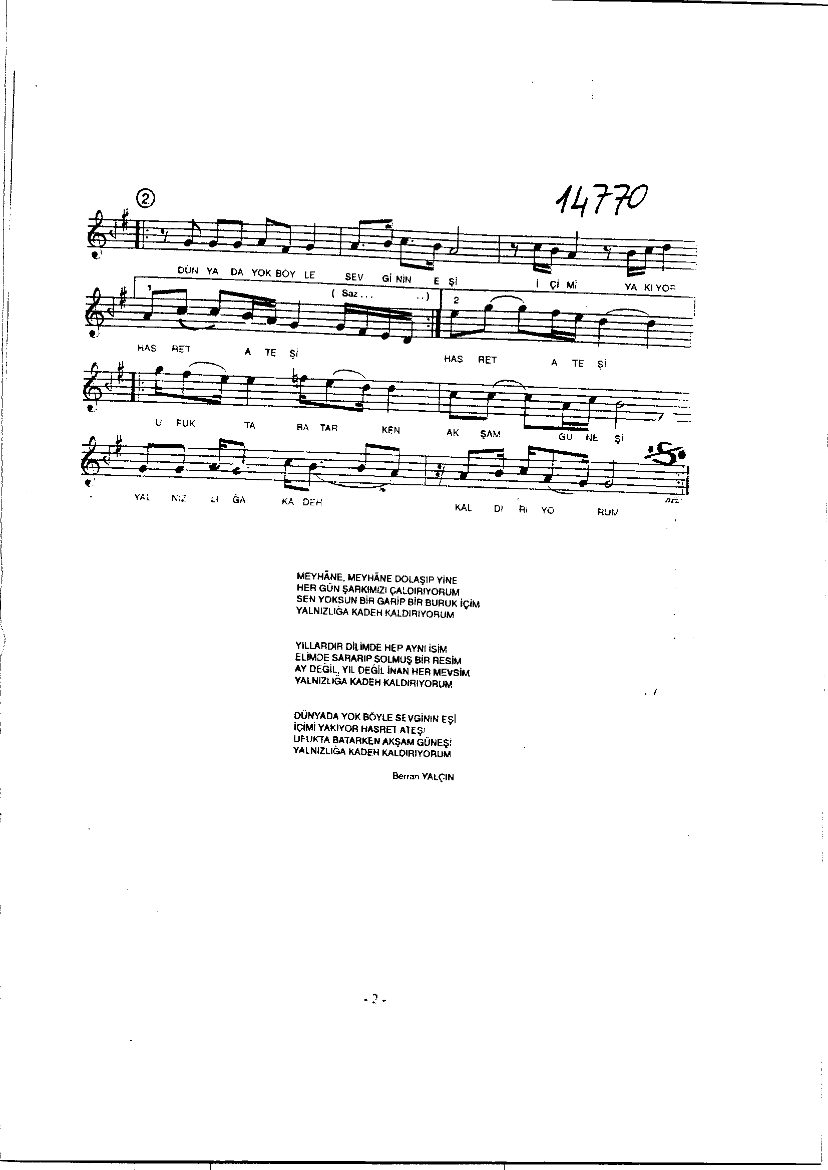 Rast - Şarkı - Ziyâ Taşkent - Sayfa 2
