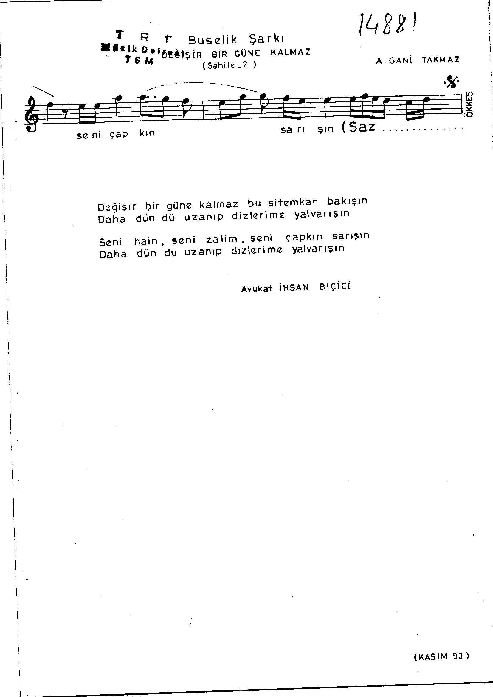 Bûselik - Şarkı - A.Gâni Takmaz - Sayfa 2