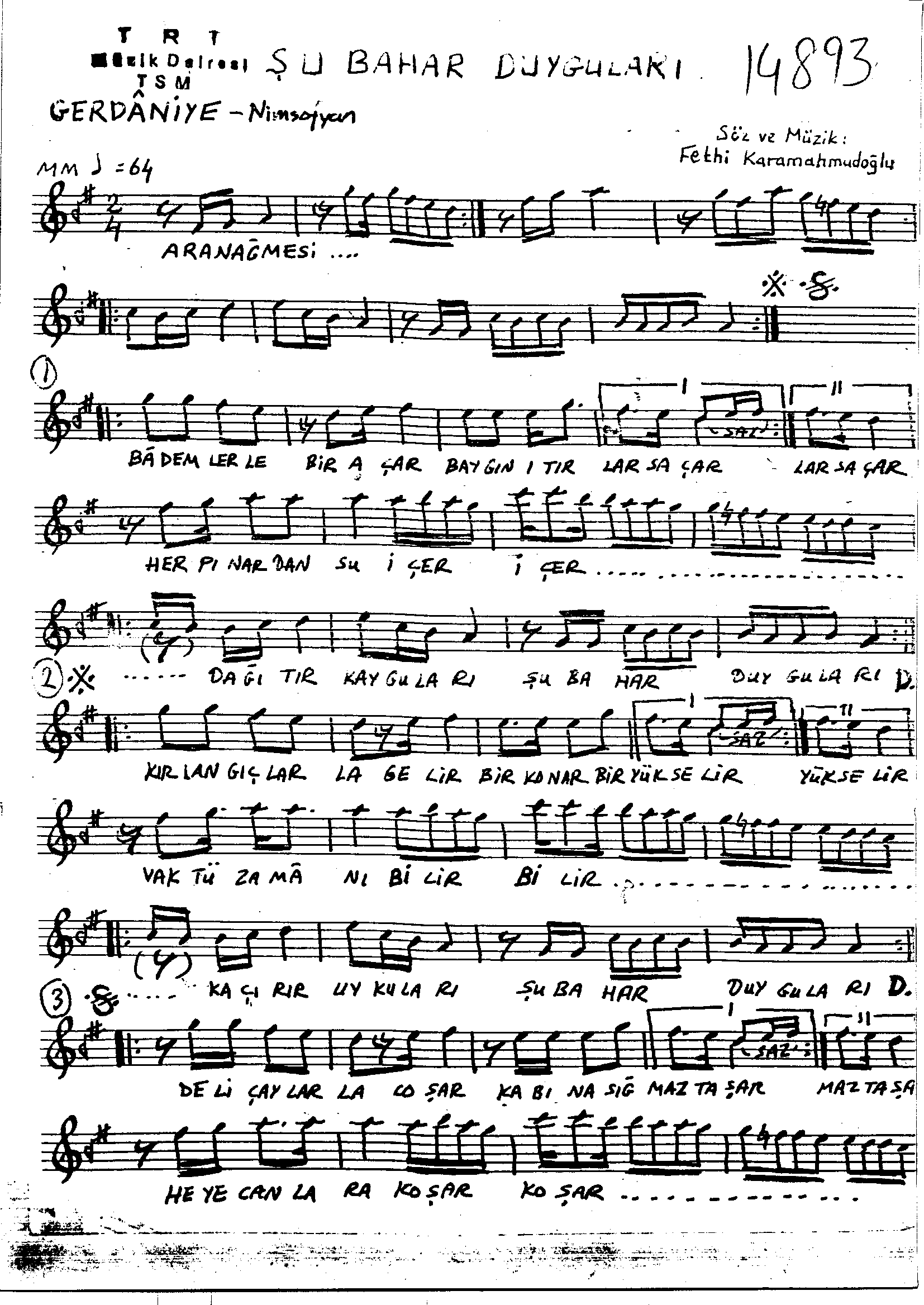 Gerdâniye - Şarkı - Fethi Karamahmudoğlu - Sayfa 1