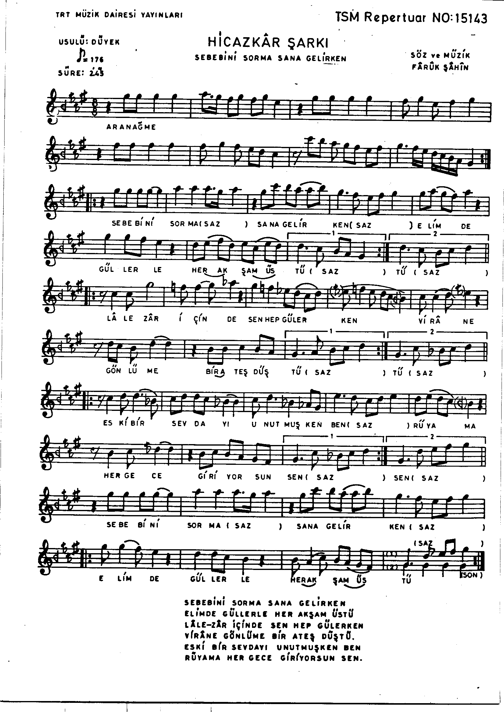 Hicâzkâr - Şarkı - Faruk Şahin - Sayfa 1