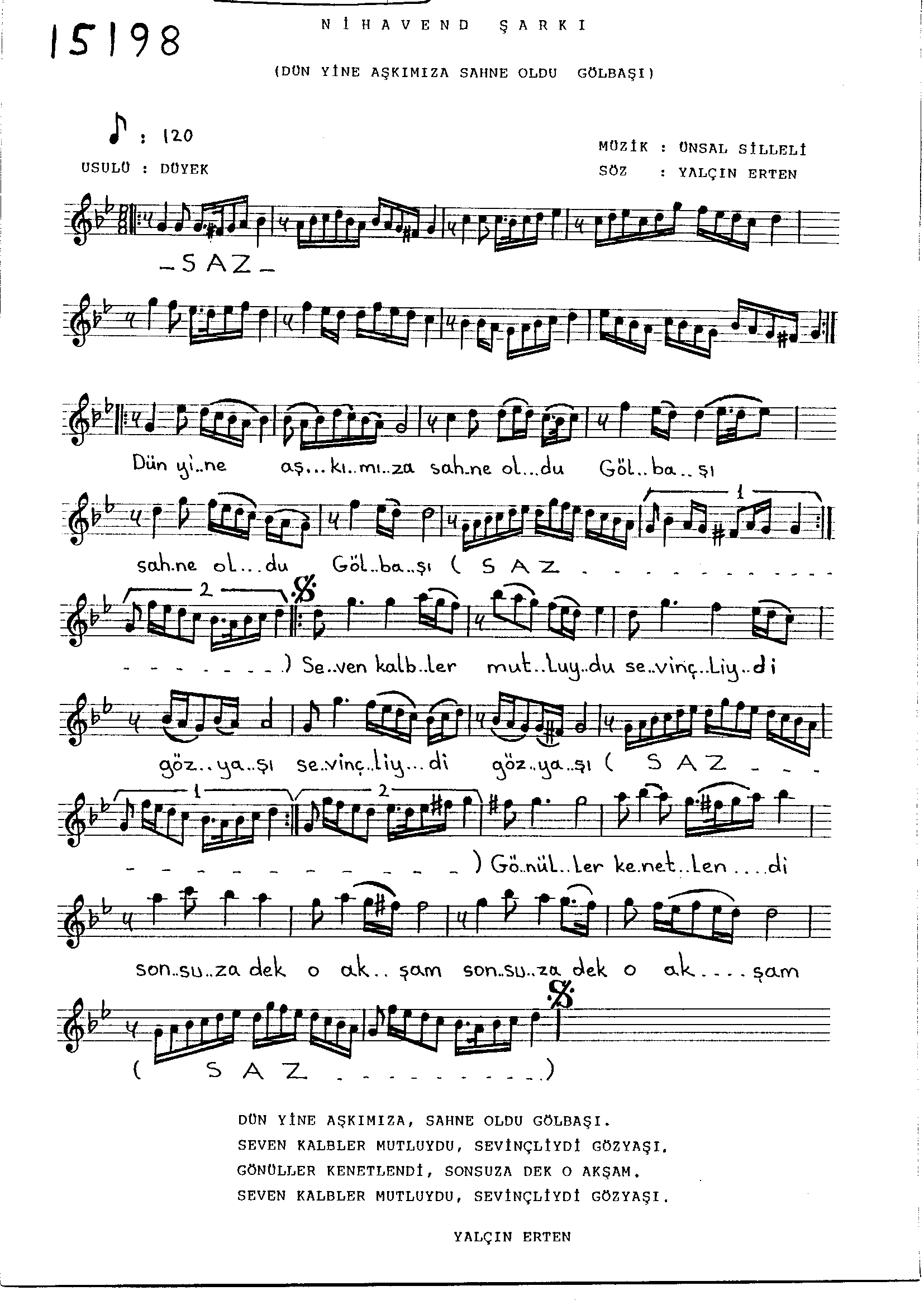 Nihâvend - Şarkı - Ünsal Silleli - Sayfa 1