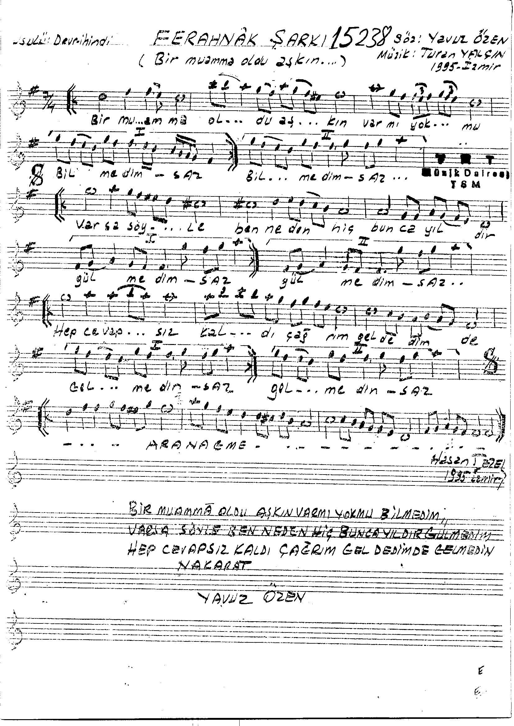 Ferahnâk - Şarkı - Turan Yalçın - Sayfa 1