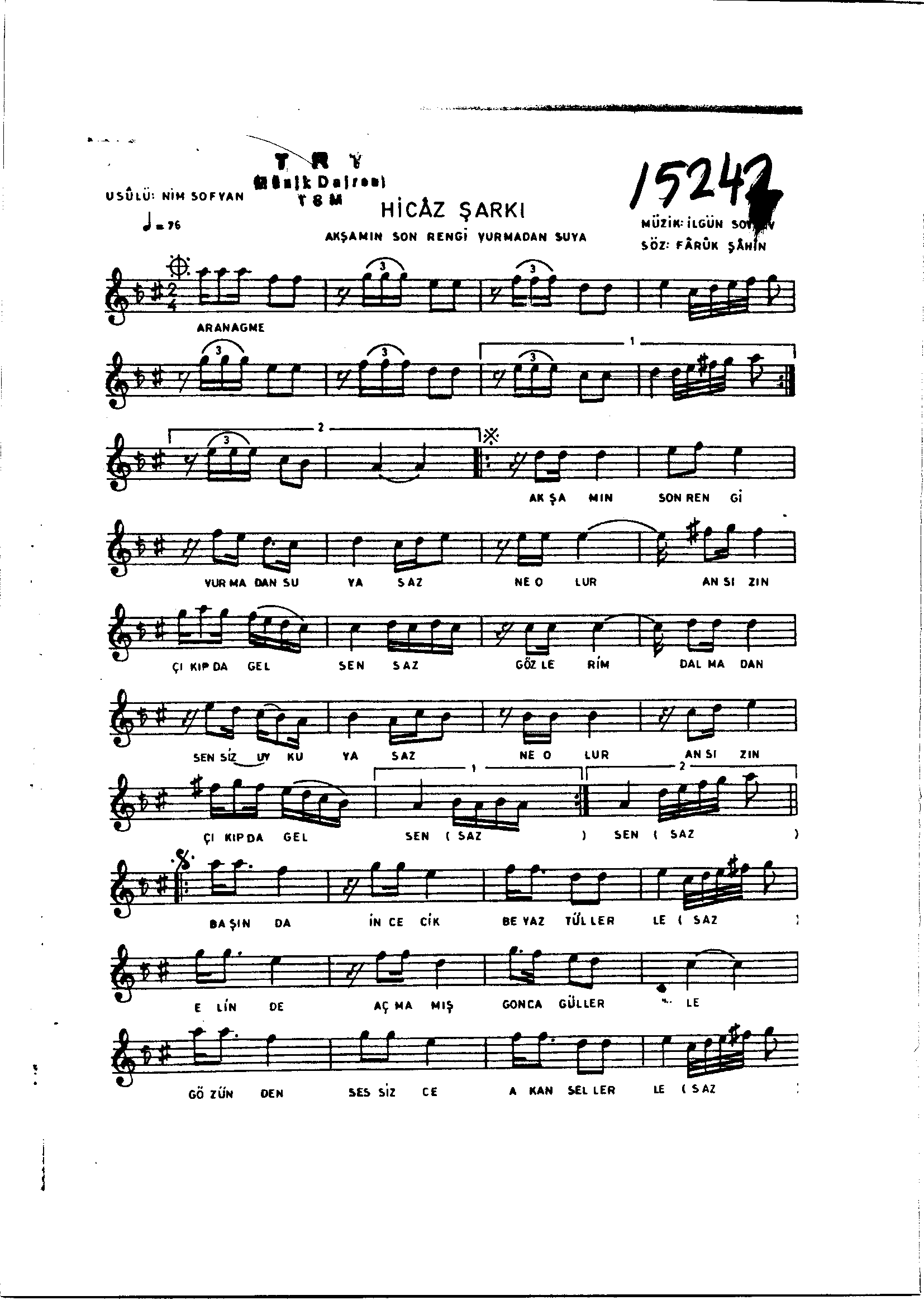 Hicâz - Şarkı - İlgün Soysev - Sayfa 1