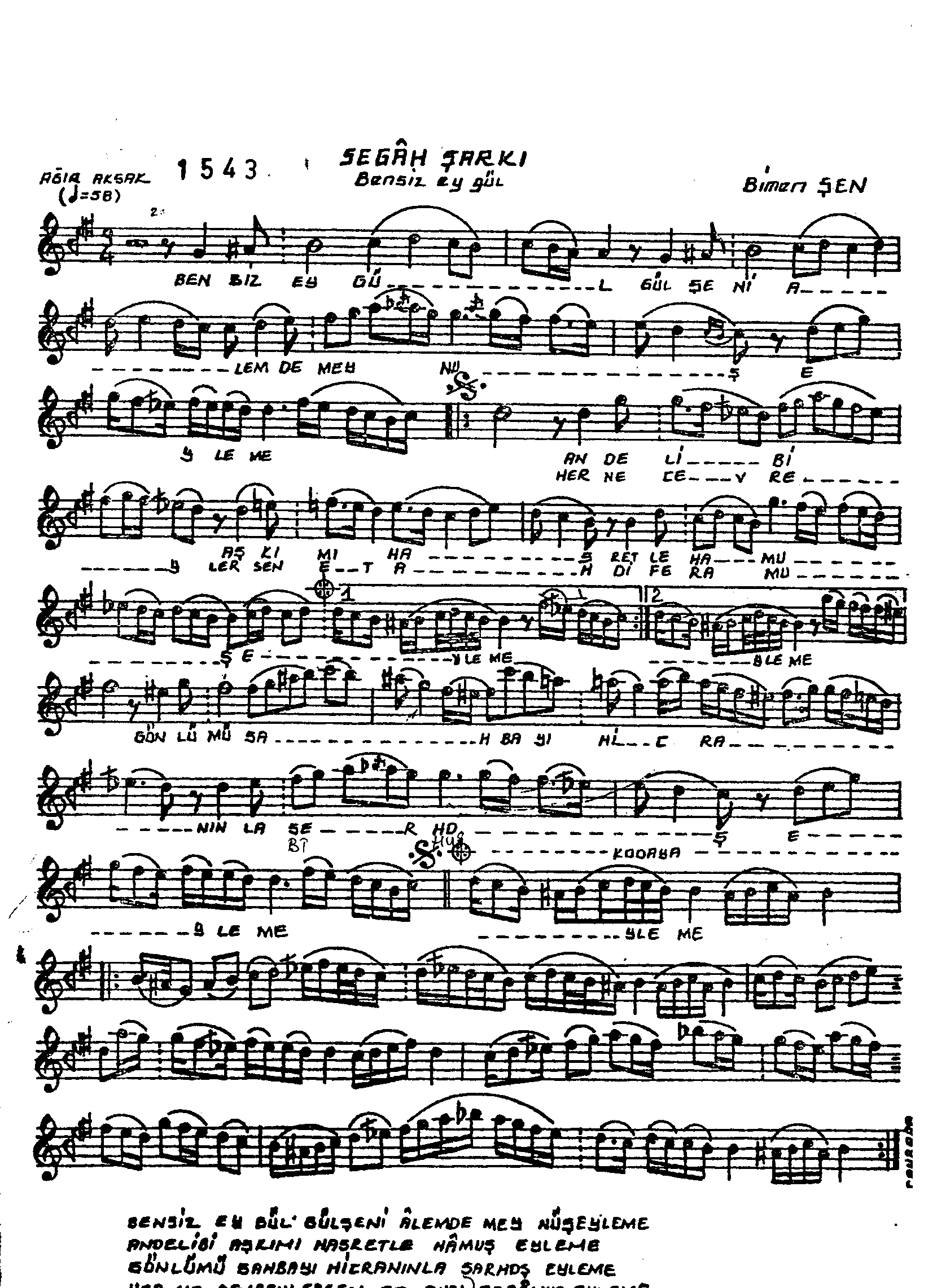 Segâh - Şarkı - Bîmen Şen - Sayfa 1