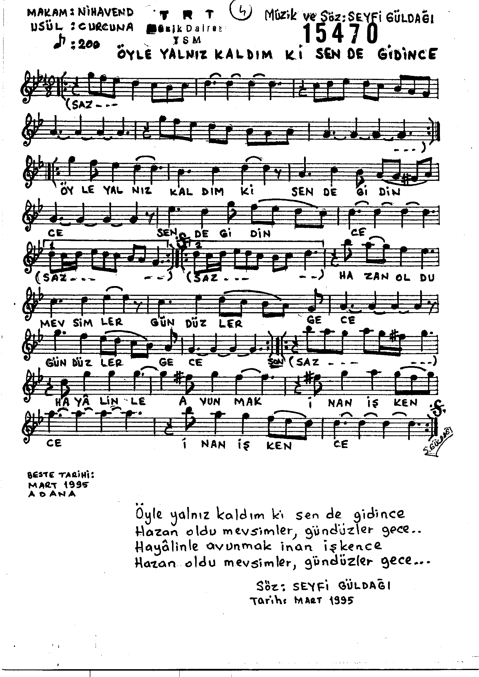 Nihâvend - Şarkı - Seyfi Güldağı - Sayfa 1