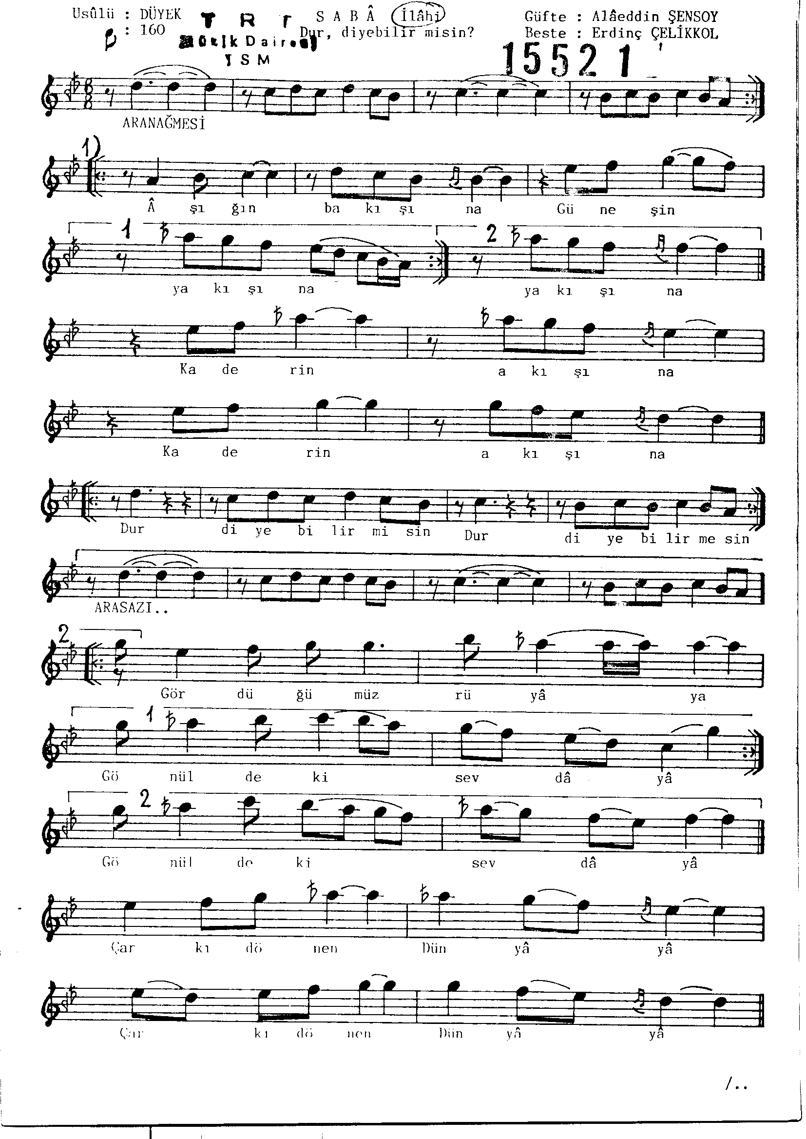 Sabâ - Şarkı - Erdinç Çelikkol - Sayfa 1