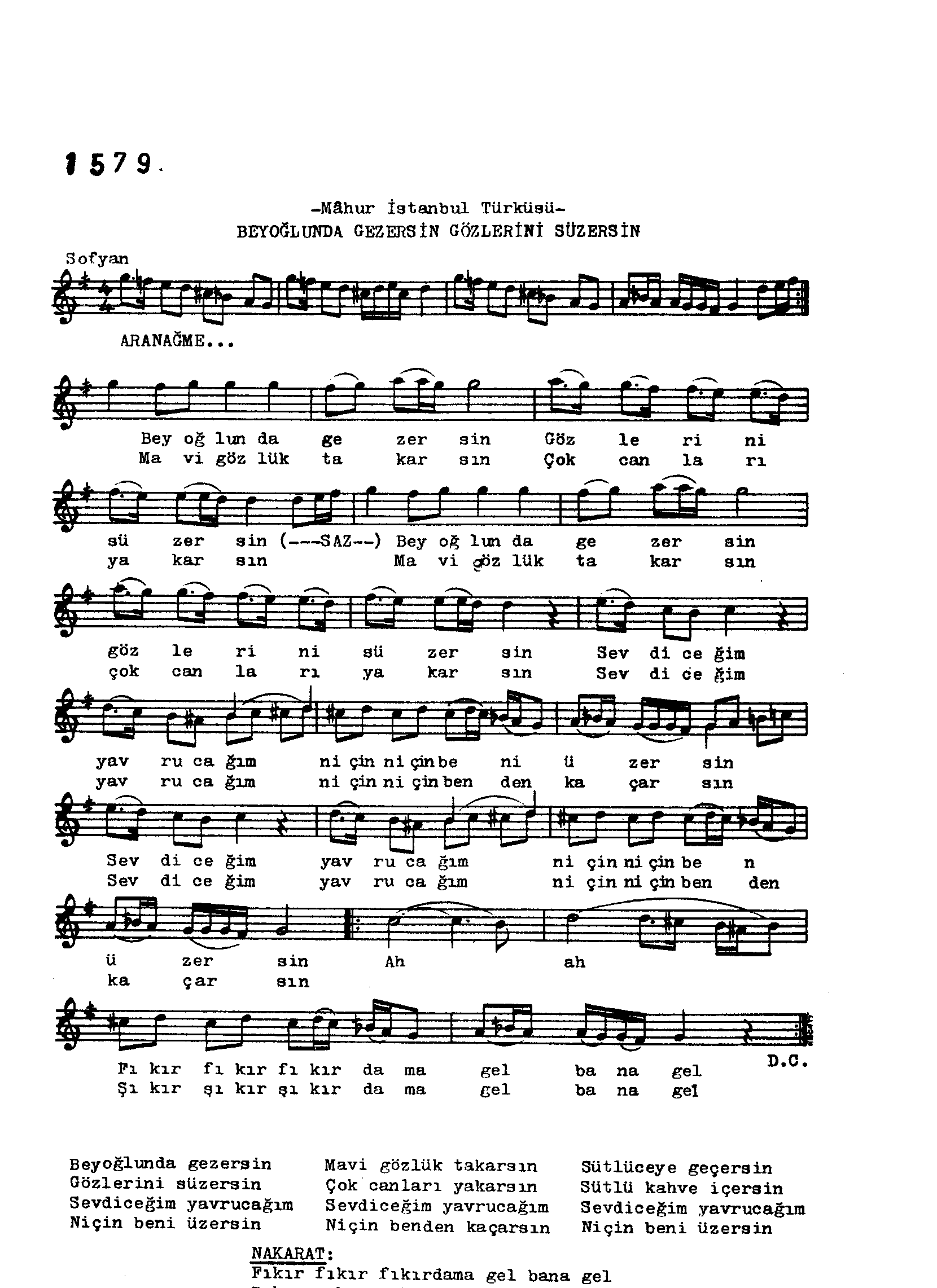 Mâhûr - Şarkı - Rızâ Bey - Sayfa 1