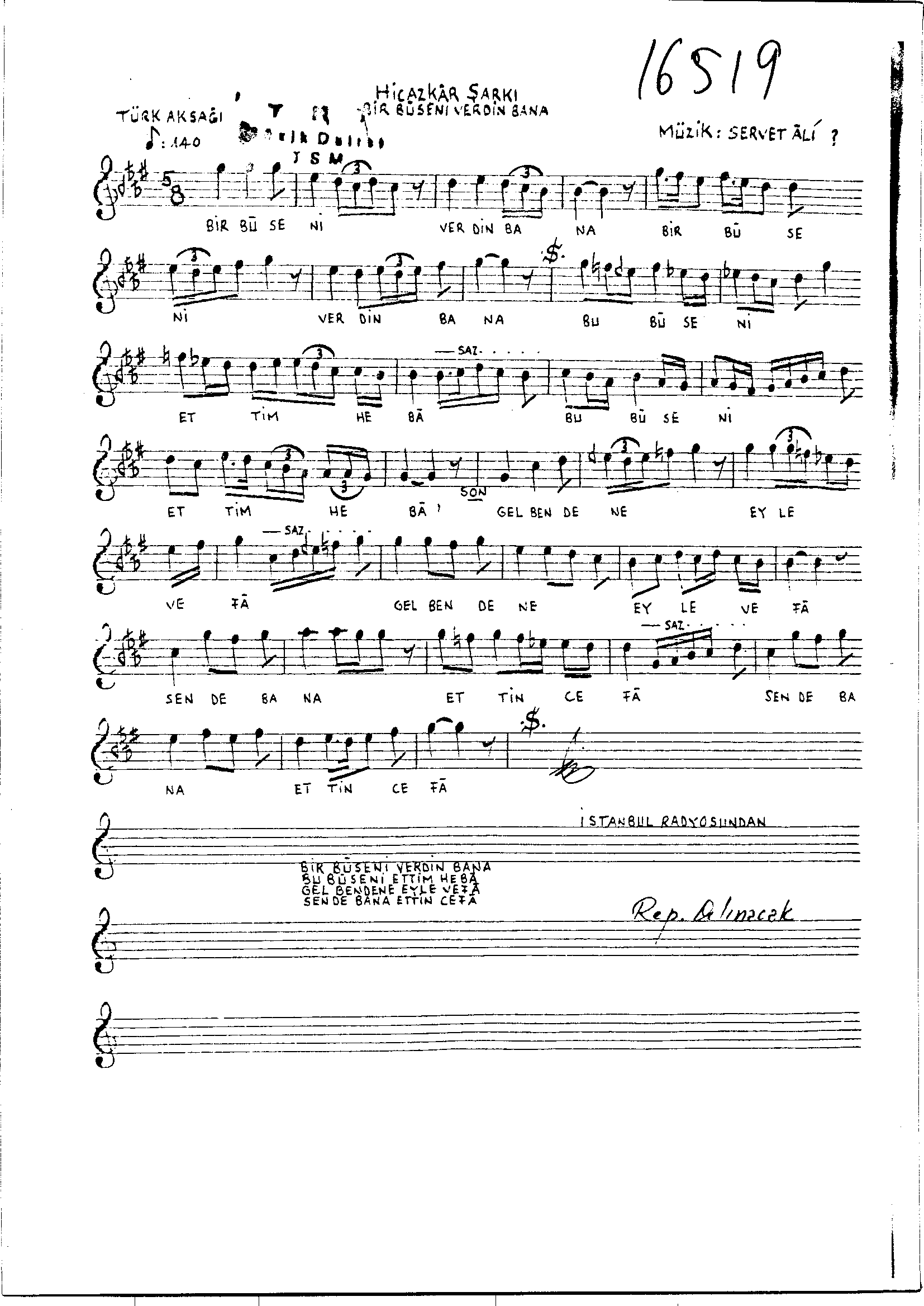 Yegah - Şarkı - Servet Alî - Sayfa 1